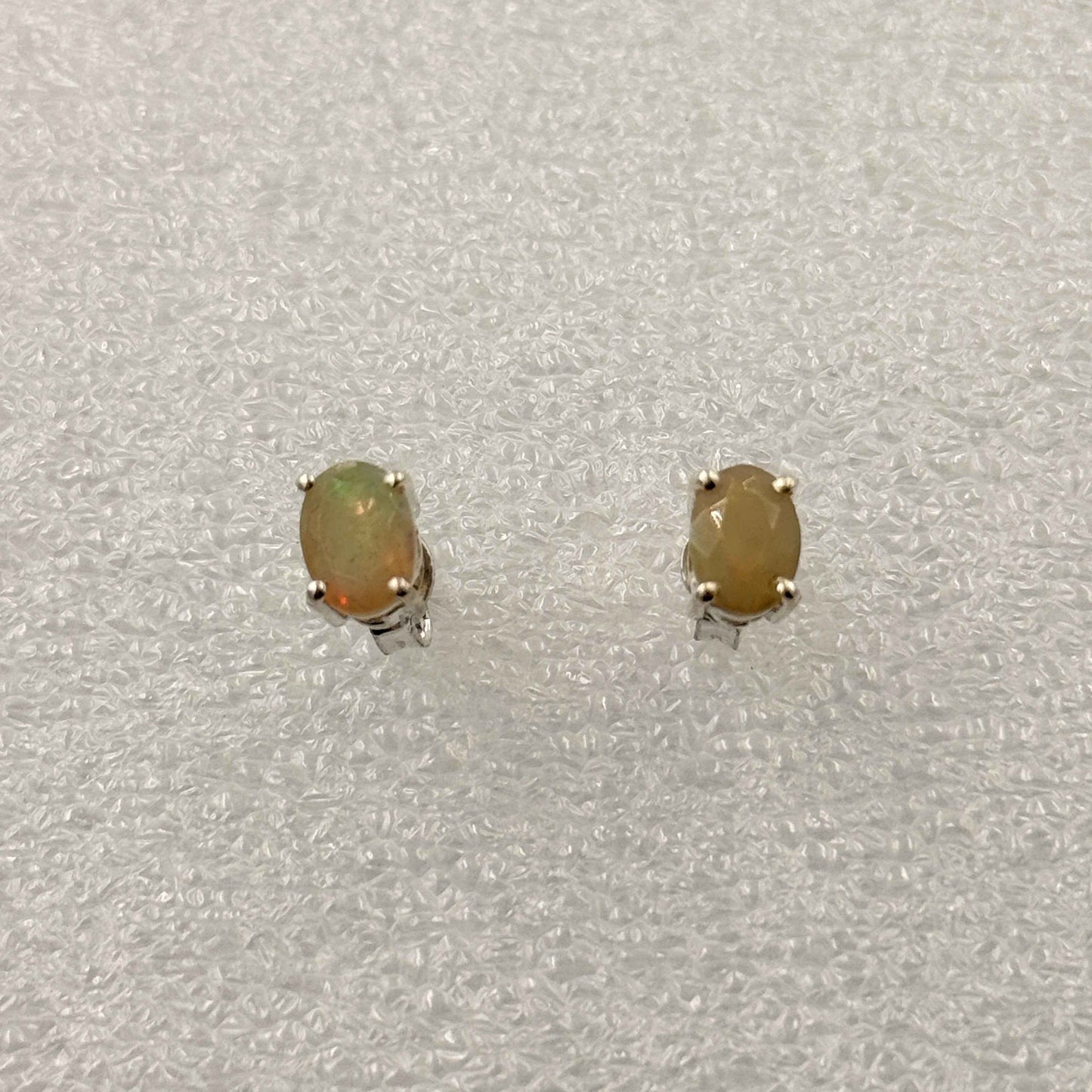 Sterling Silver Oval Ethiopian Opal Post Earrings Size 2