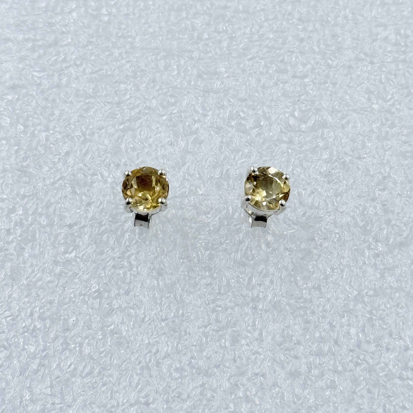 Sterling Silver Round Citrine Post Earrings Size 2