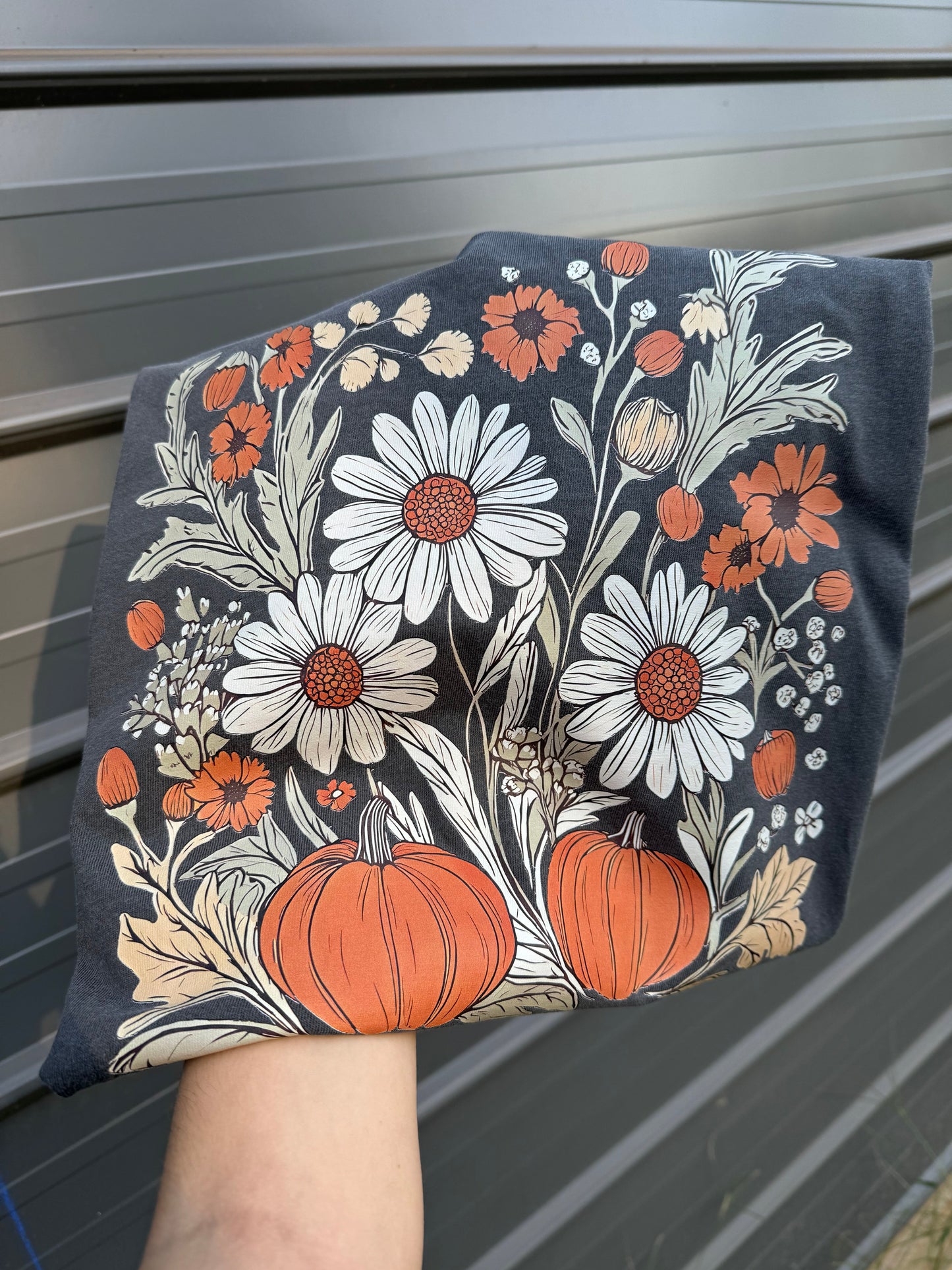 Floral pumpkin comfort color tee –