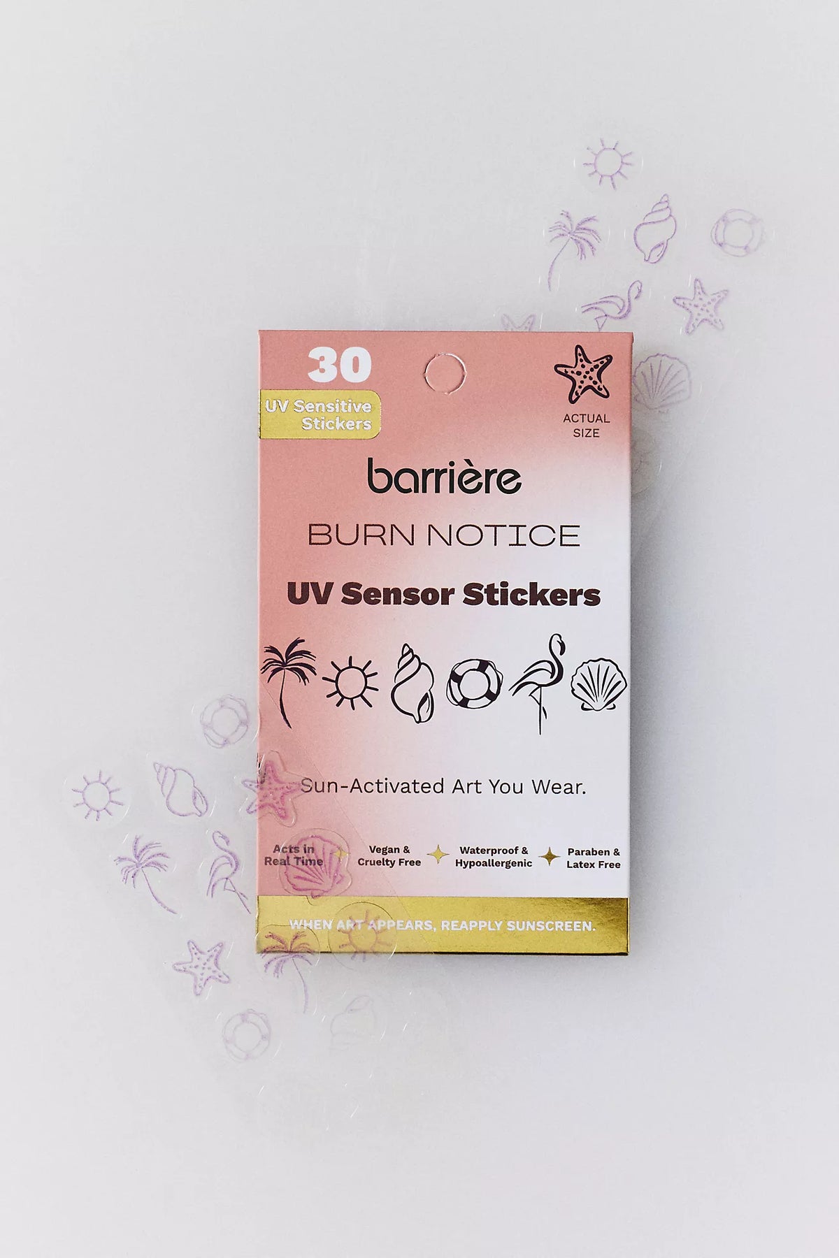 Barrière Burn Notice Color-Changing UV Sensor Stickers, 30 Pack –