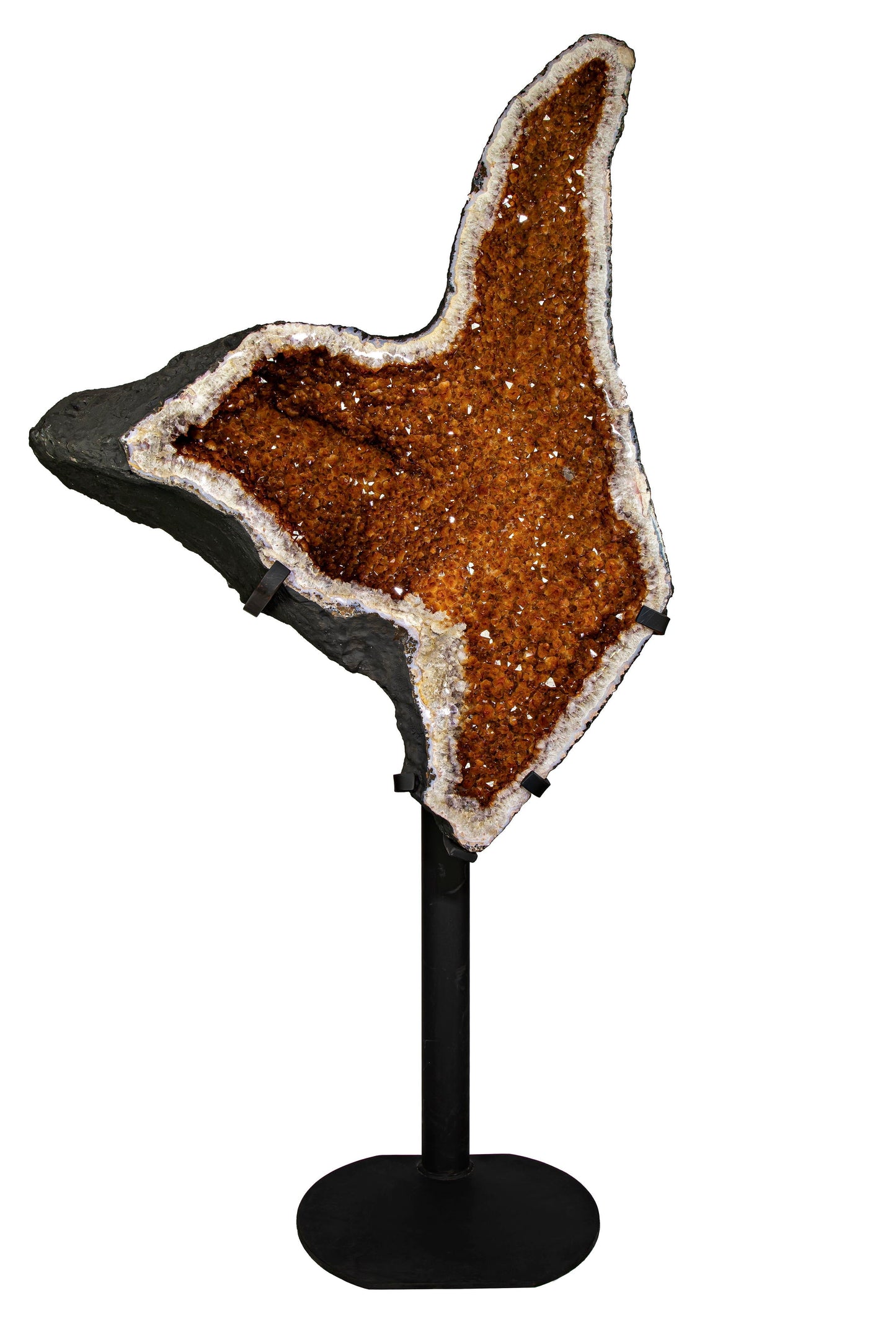 Citrine Geode Pair Cathedral Crystal on Steel Stands – Crystals & Minerals