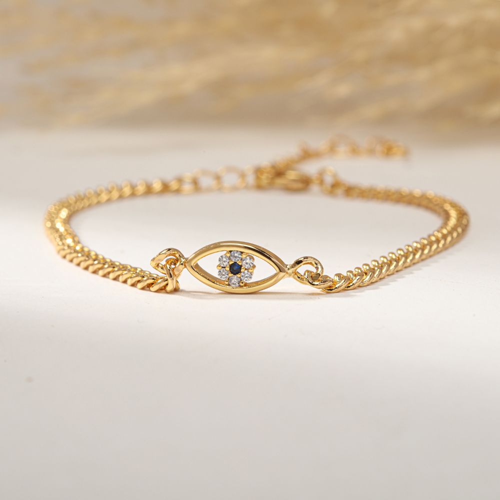 DAINTY EVIL EYE BRACELET (ADJUSTABLE)