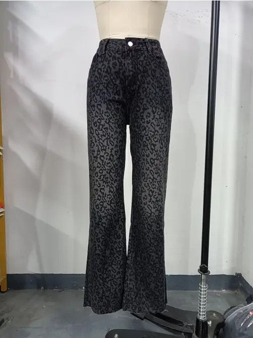 Leopard print high waist pants