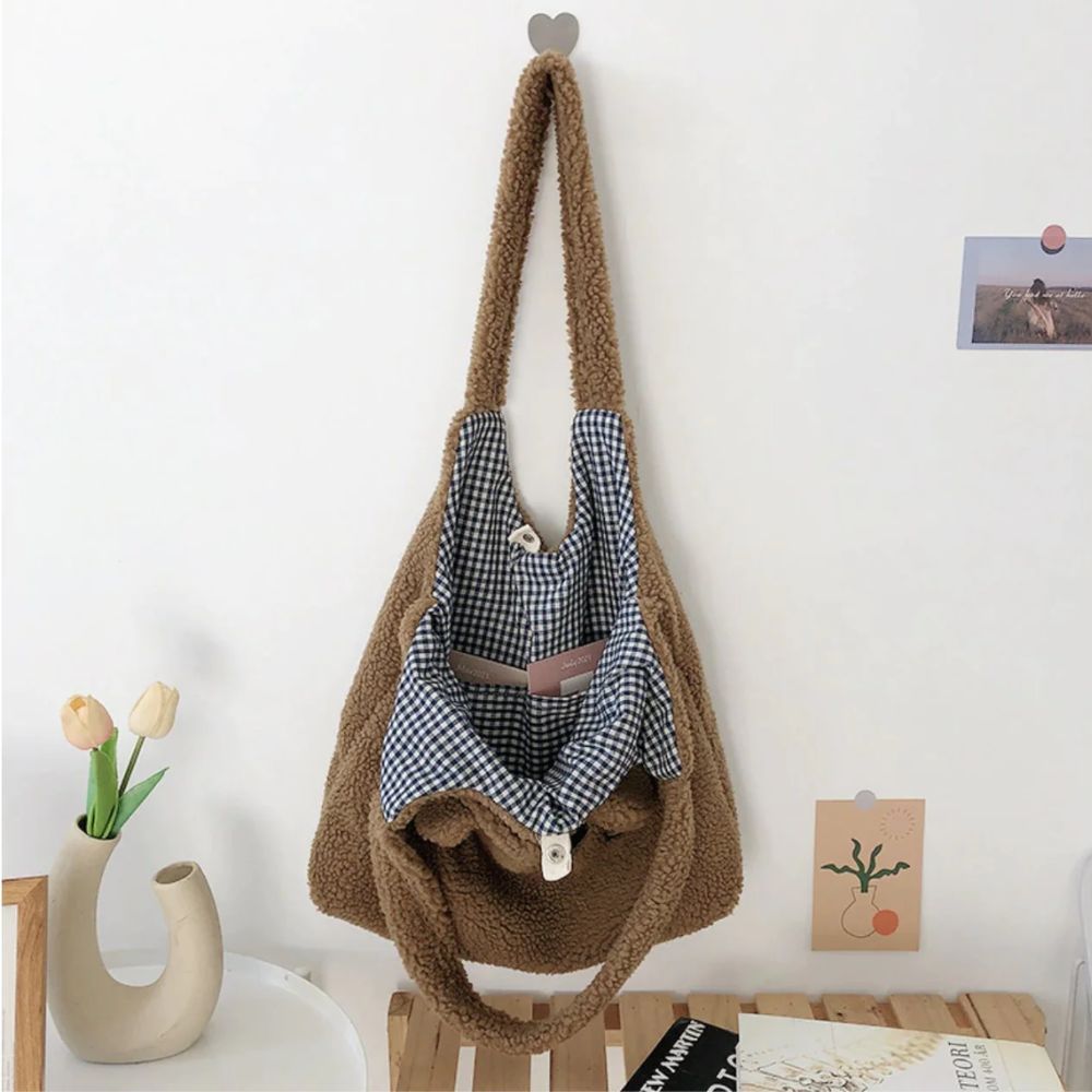 Fluffy Dog Tote Bag - Cute Pup Print Canvas Tote –