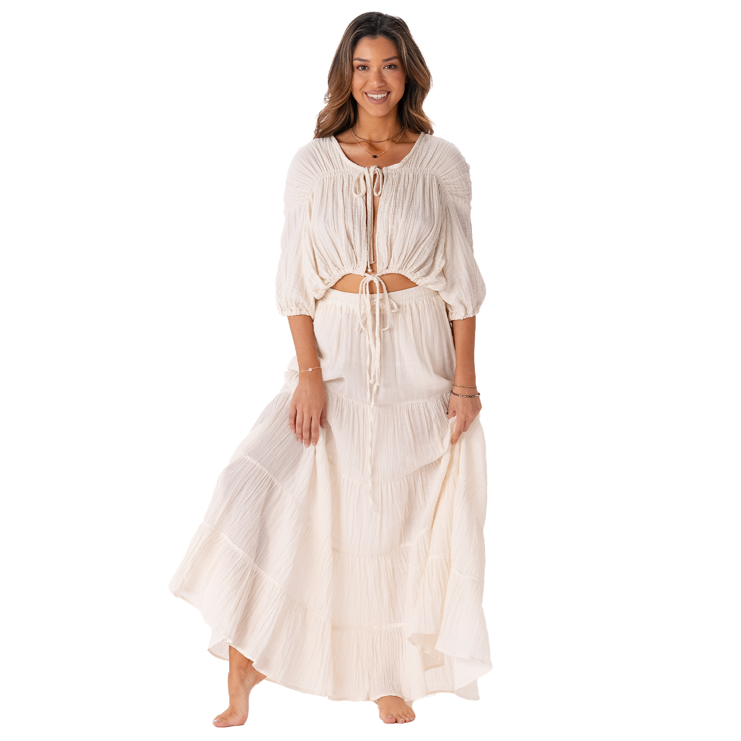 Cream Shipwrecked Maxi Skirt (No Beads)