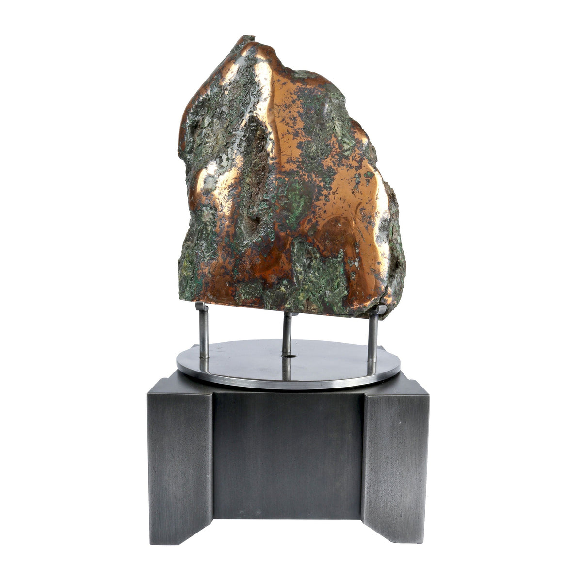 Michigan Copper Float Fold Specimen with Cut Base & Rotating Stand