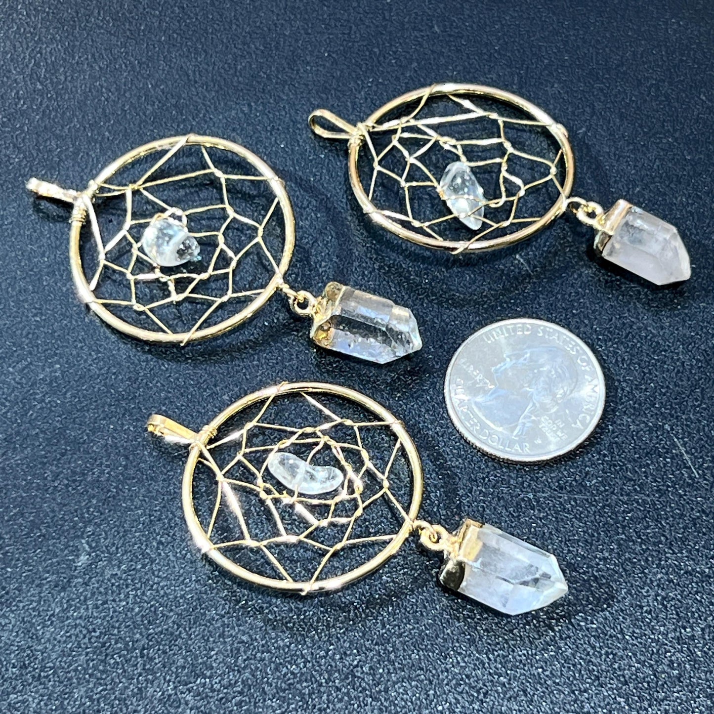 Dreamcatcher Pendant (Quartz) (Gold Plated)