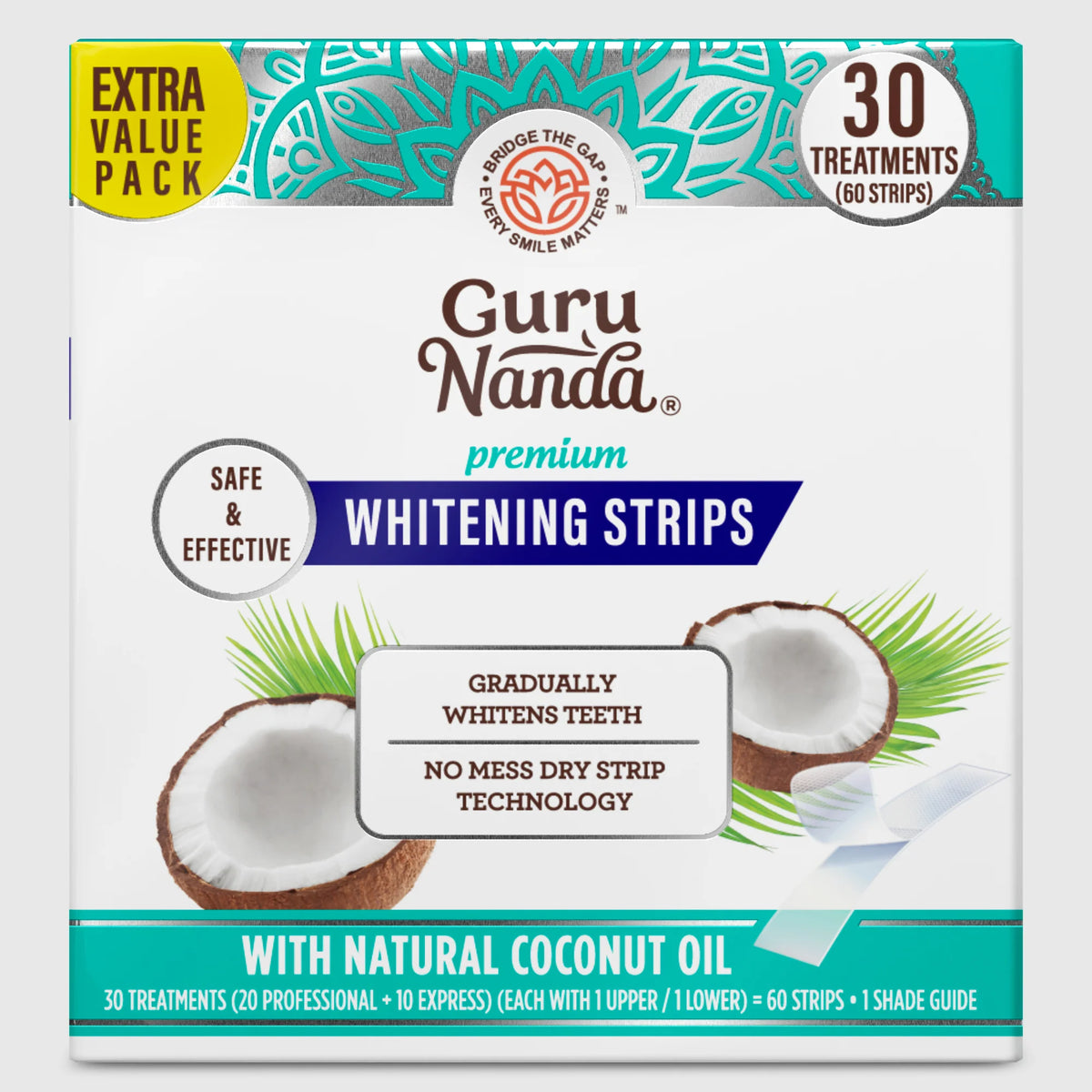 GuruNanda Teeth Whitening Strips, 30 Treatments –