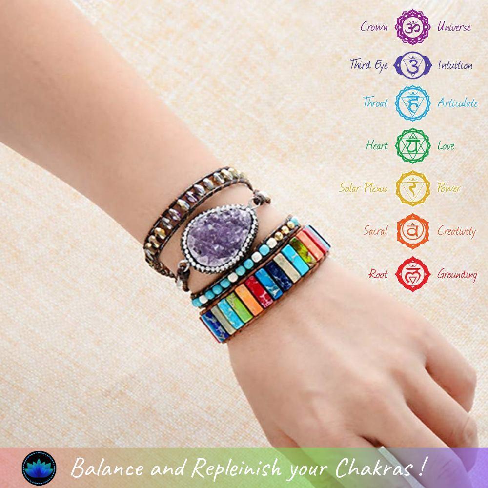 Color Burst Jasper Chakra Bracelet โ Adjustable Leather