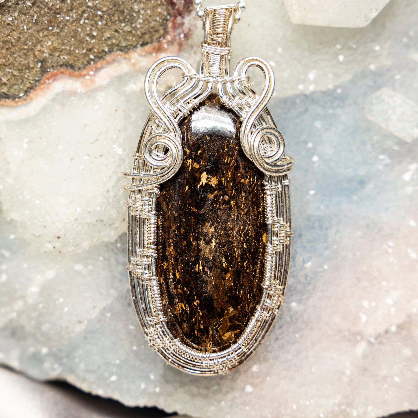 Bronzite Wire Wrap Crystal Pendant – Wire Wraps