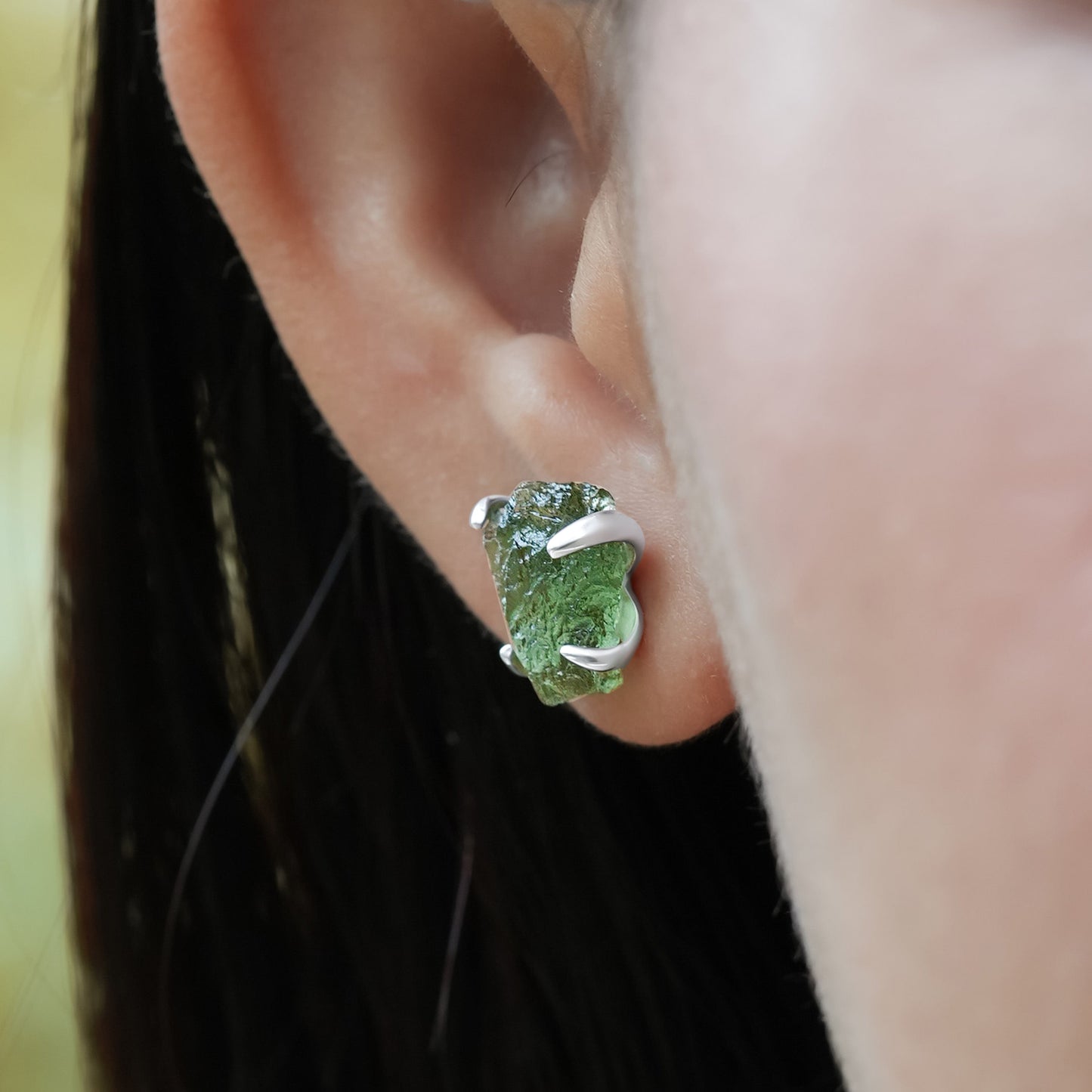 Starborn Rough Moldavite Sterling Silver Post Earrings – RP - Regular Price