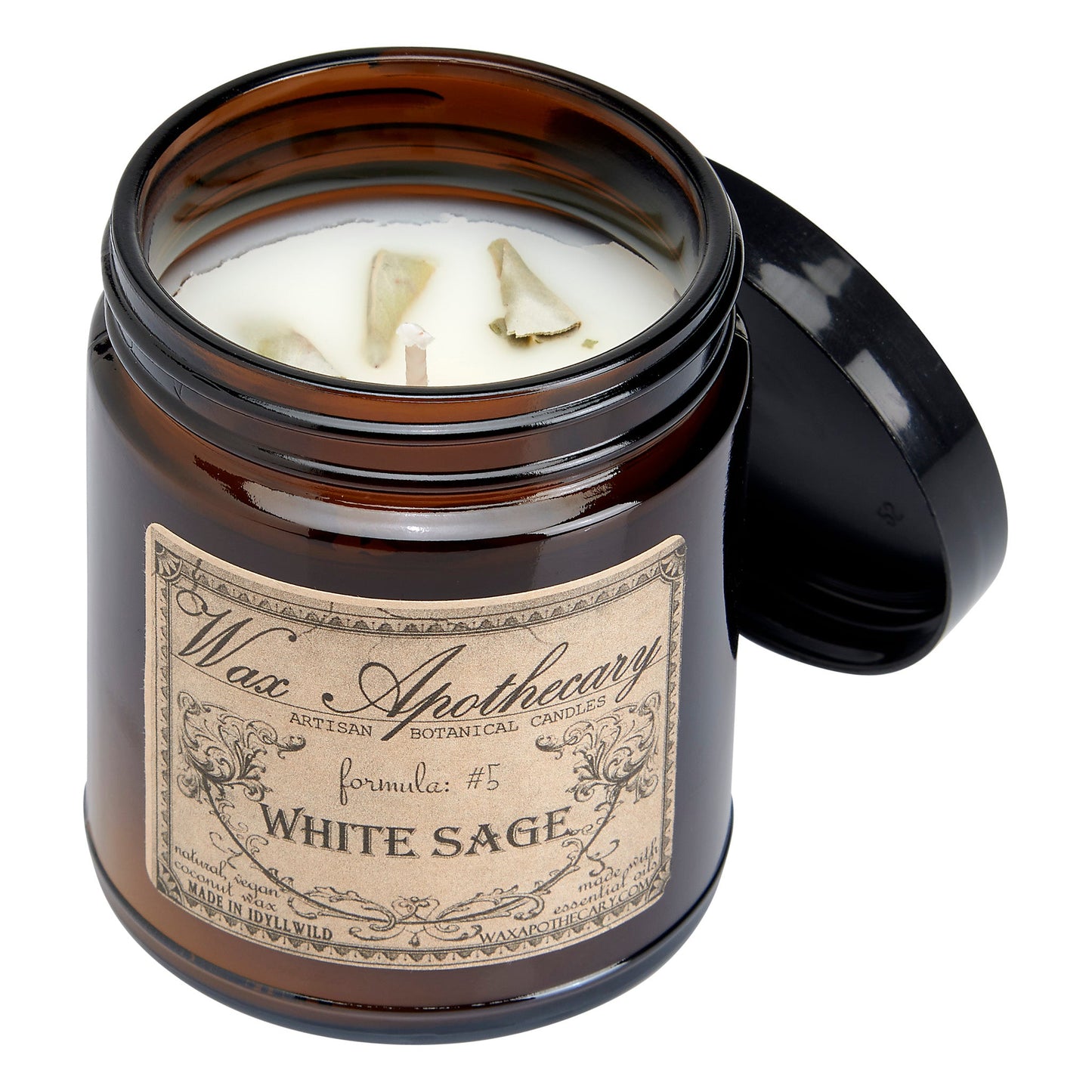 6 oz Botanical Candle in Amber Glass Jar - Sage