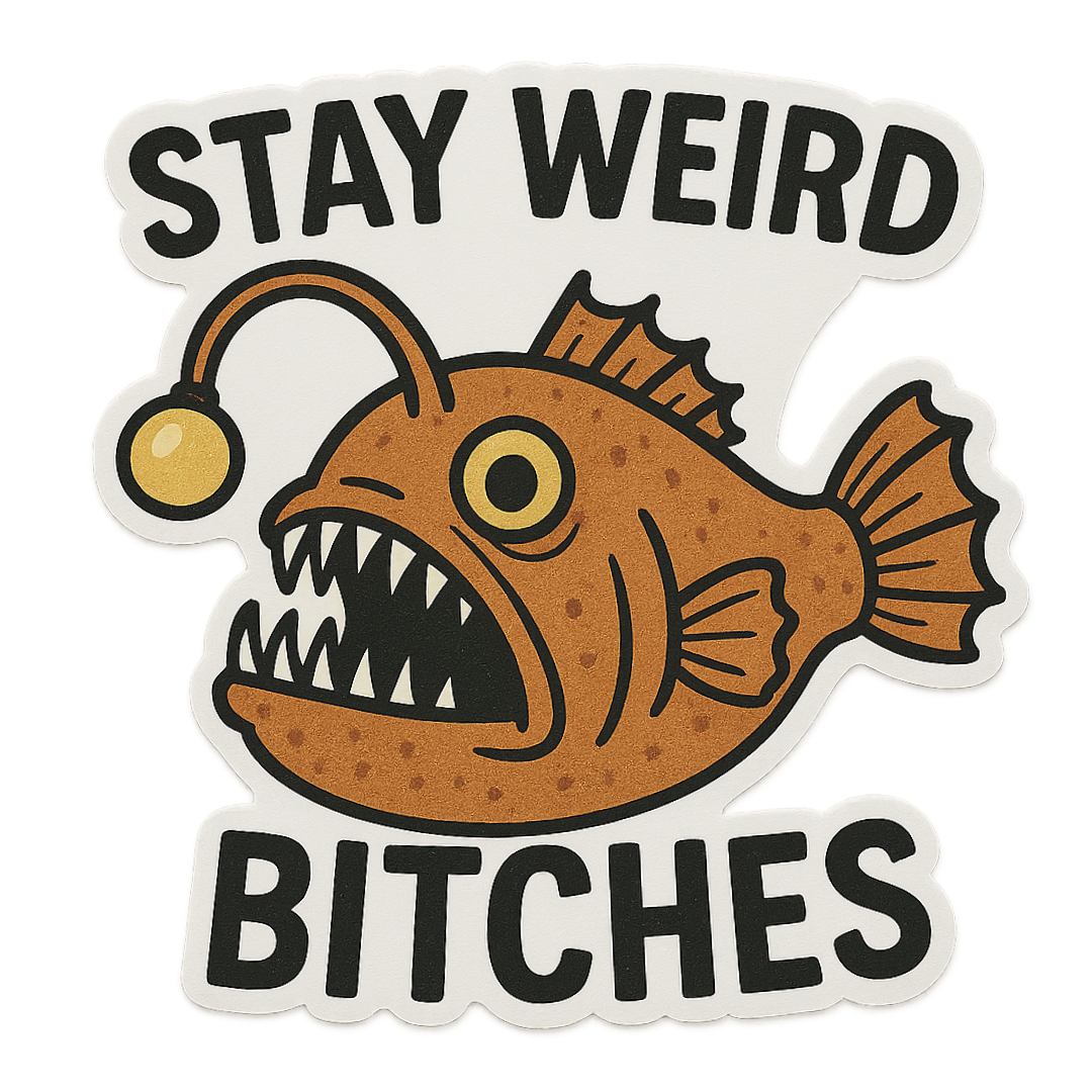 "Stay Weird Bitches" Funny Goofy Angler Fish Sticker