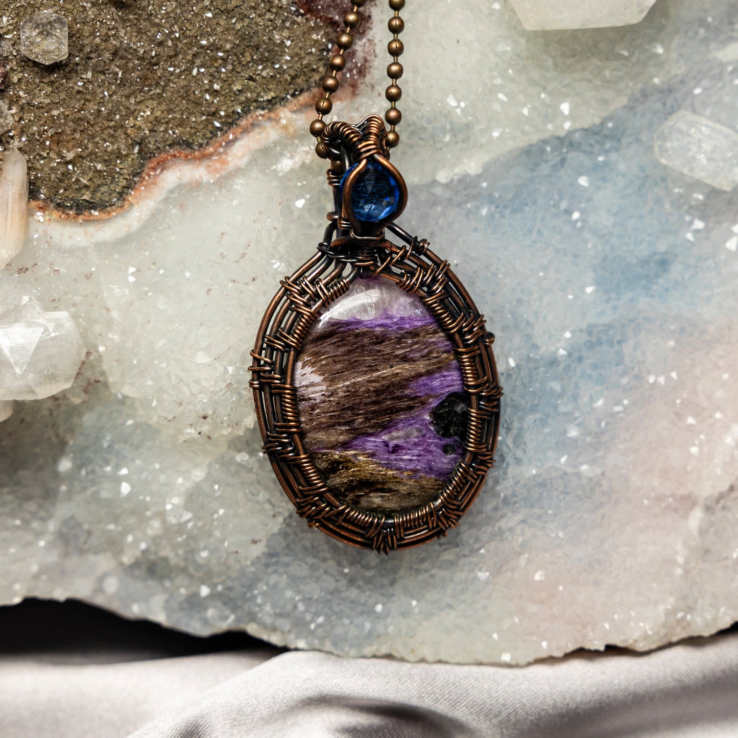 Double Charoite Wire Wrap Crystal Pendant – Wire Wraps