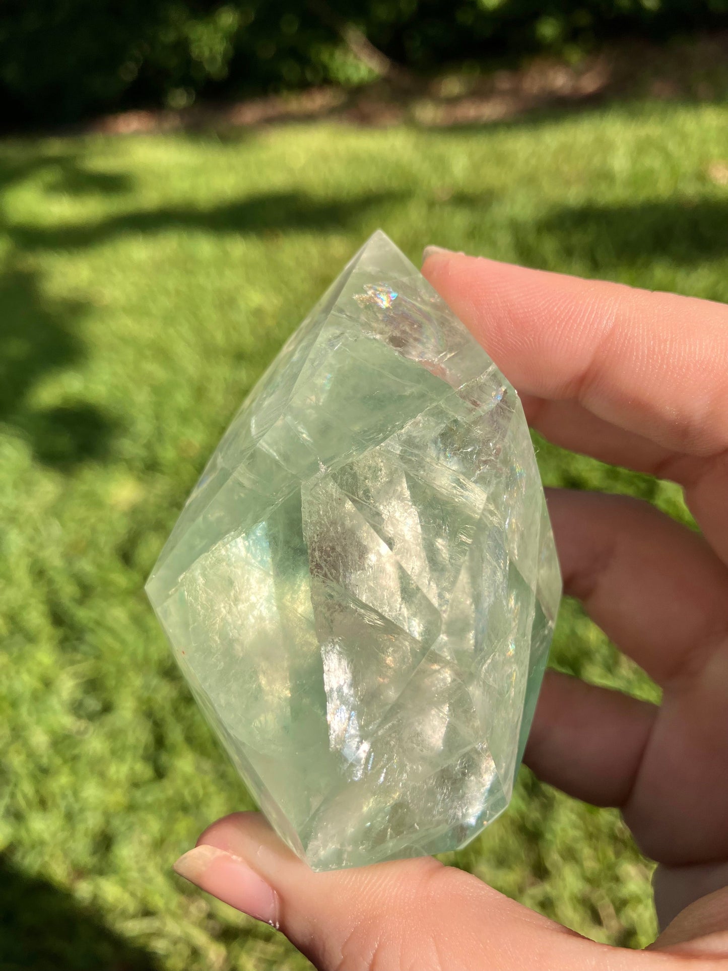 Green Fluorite Faceted Flame –