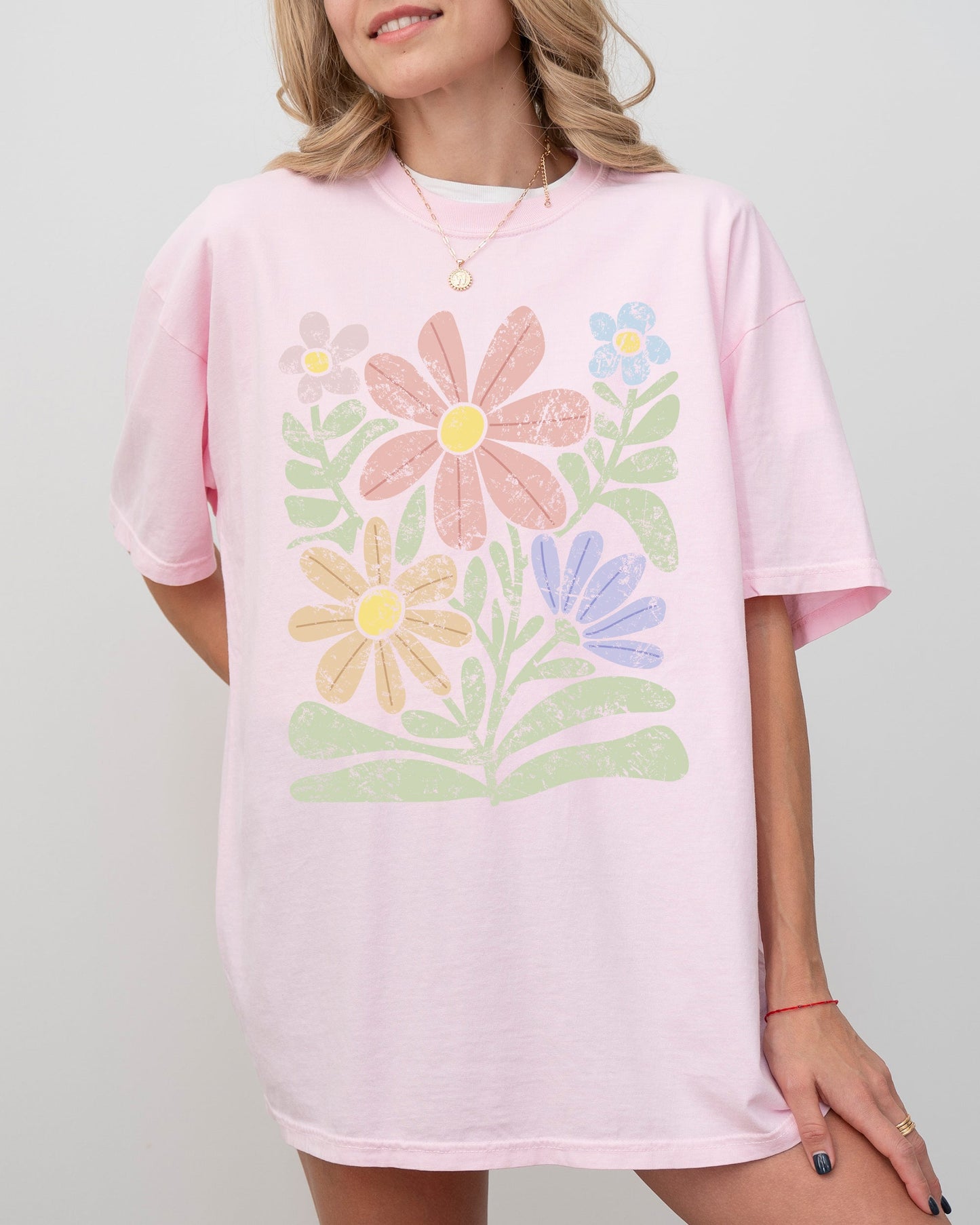 Groovy, Gorgeous Flowers, Boho Floral Design - Comfort Colors T-Shirt – Blossom Pink T-Shirt
