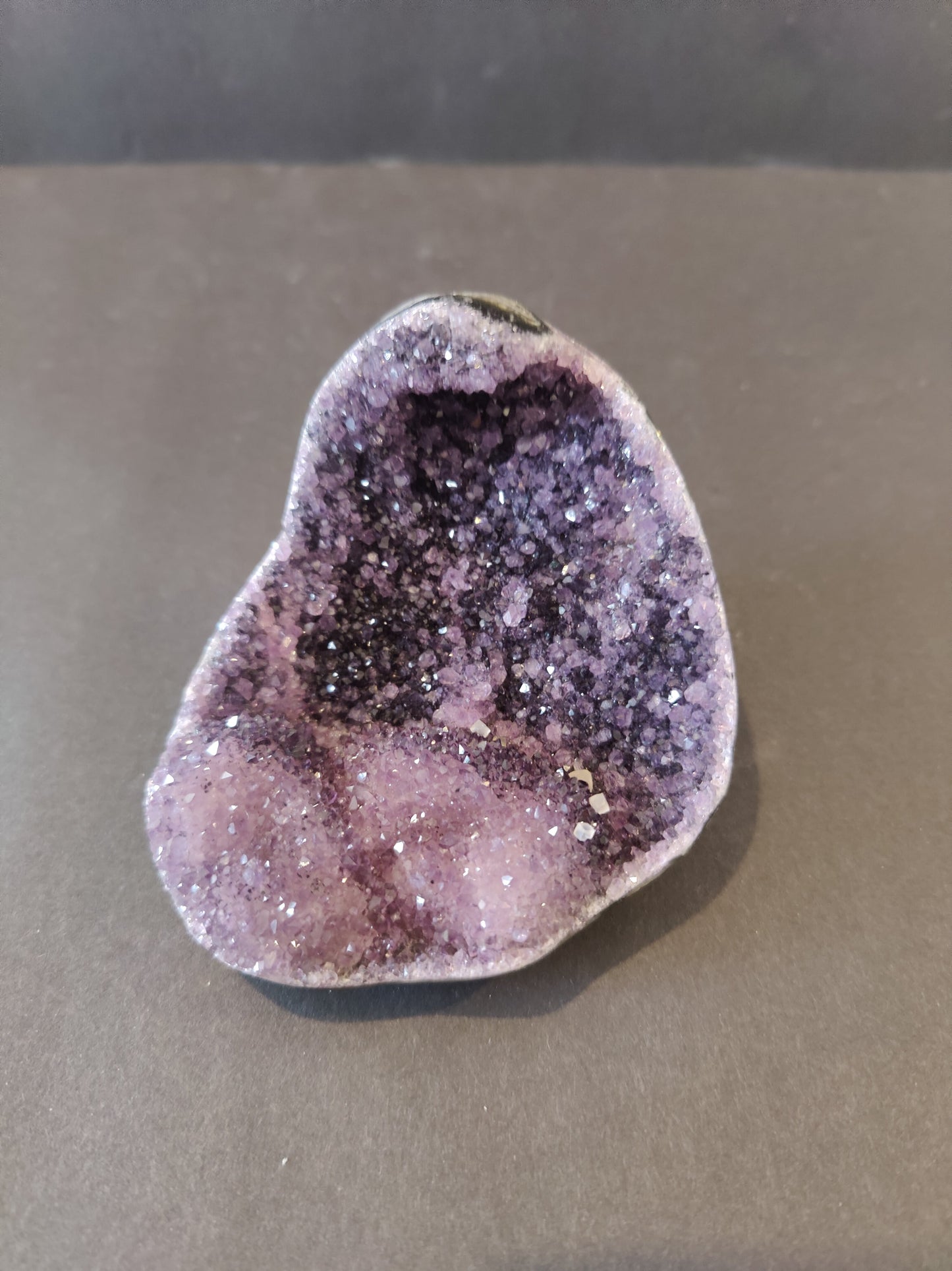 Amethyst with Calcite Crystal Inclusions Geode Sculpture