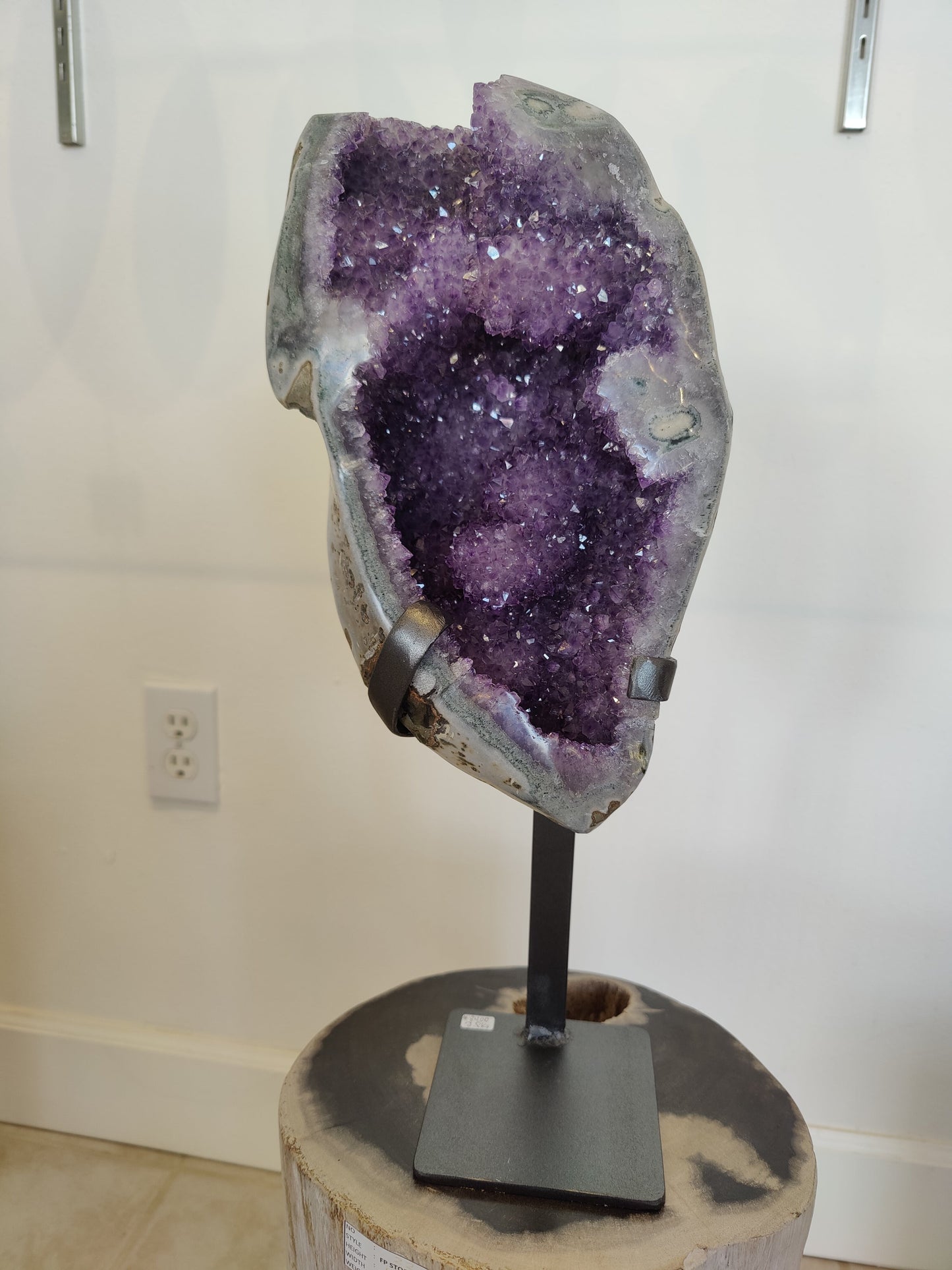 Amethyst Geode Sculpture with Wrought Iron Display Stand