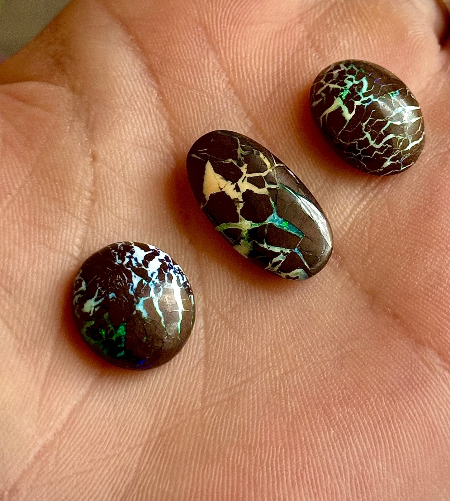 Dragon Pattern Boulder Opal Cabochons – Rare, Polished Gemstones for Jewelry & Collectors – 1.50-1.99 Grams