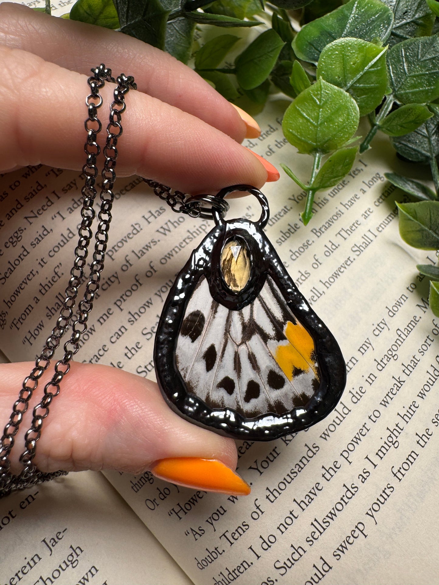 Butterfly Wing and Citrine Necklace – Necklace