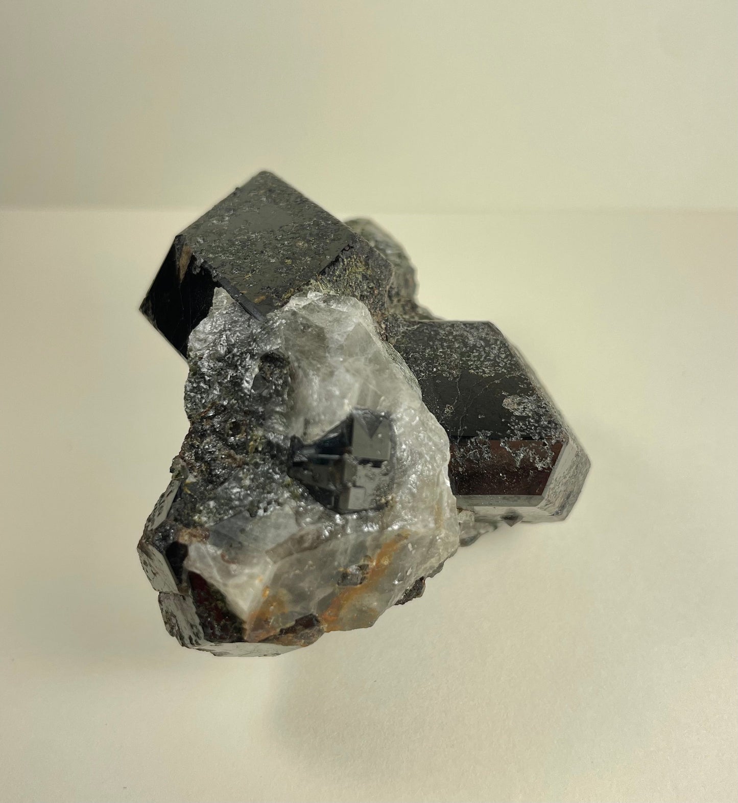 Melanite Garnet Cluster w/ Quartz 164g