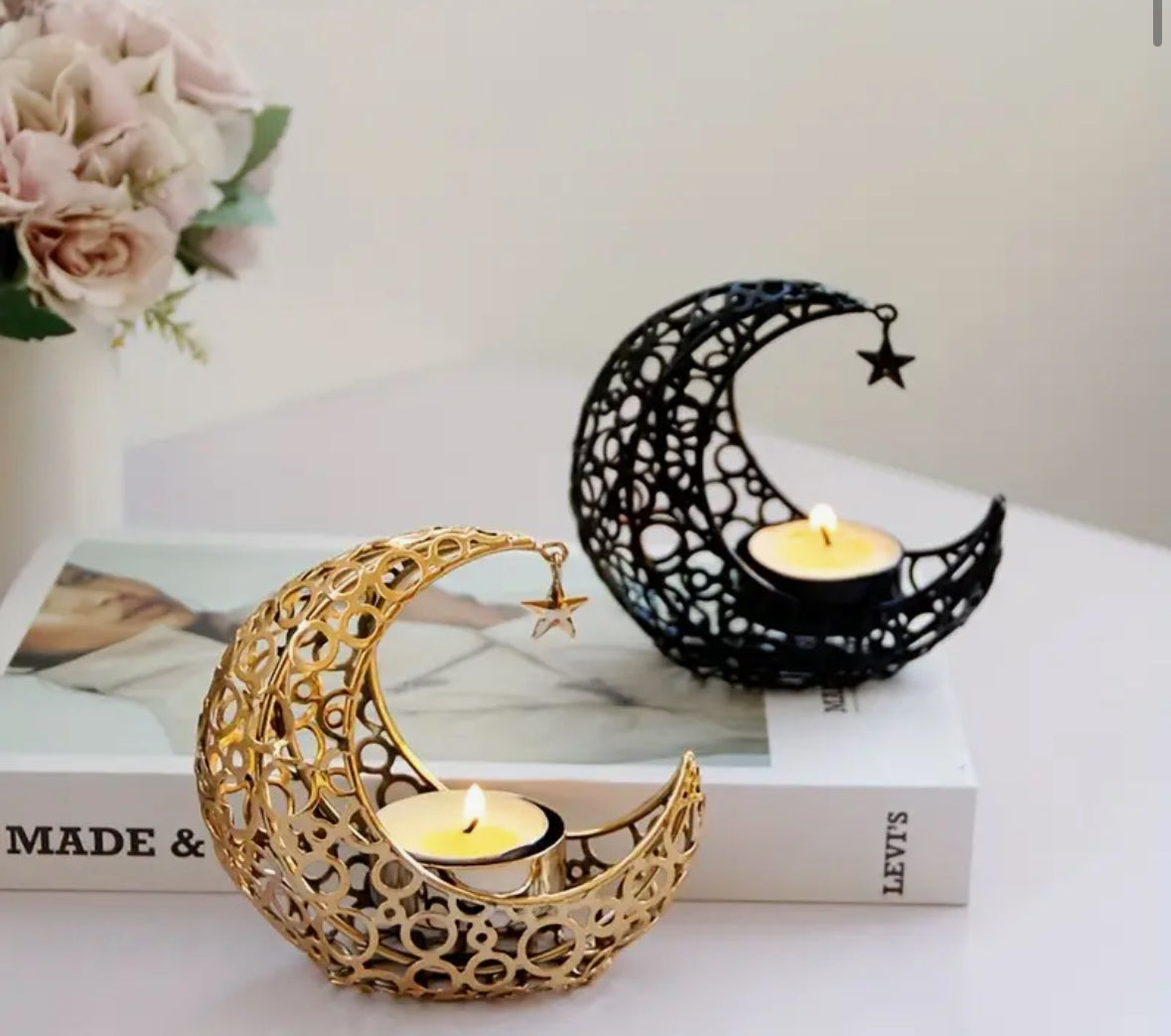 Moon Decor Pieces - Tea Light/Incense Cone Holder –