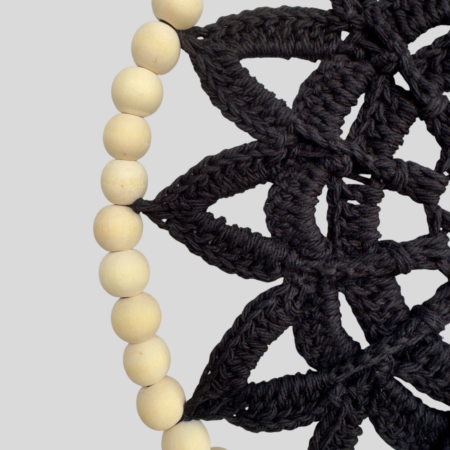 10" Handmade Wood Bead Frame Macrame Dreamcatcher - Nursery and Kid's Room Decor -- Black