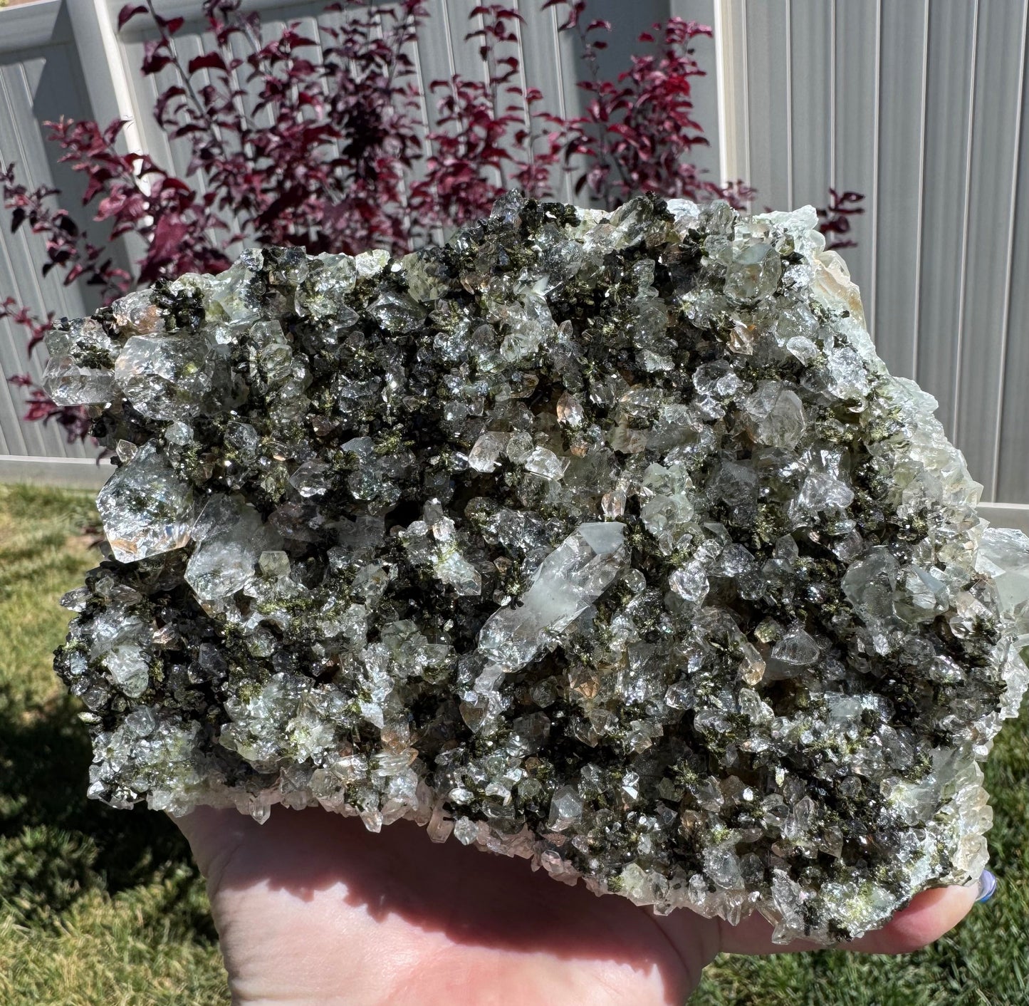Epidote & Quartz Specimens from Turkey – Natural Mineral Crystals – Large 6x4x2"