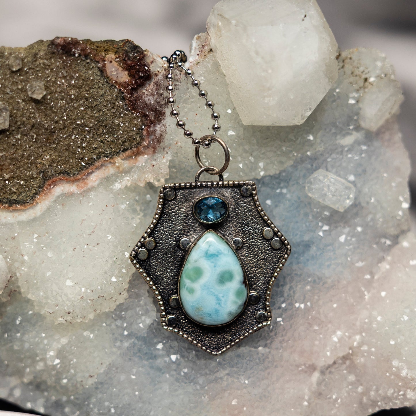 Larimar On 925 Silver Pendant – 925 Sterling Silver