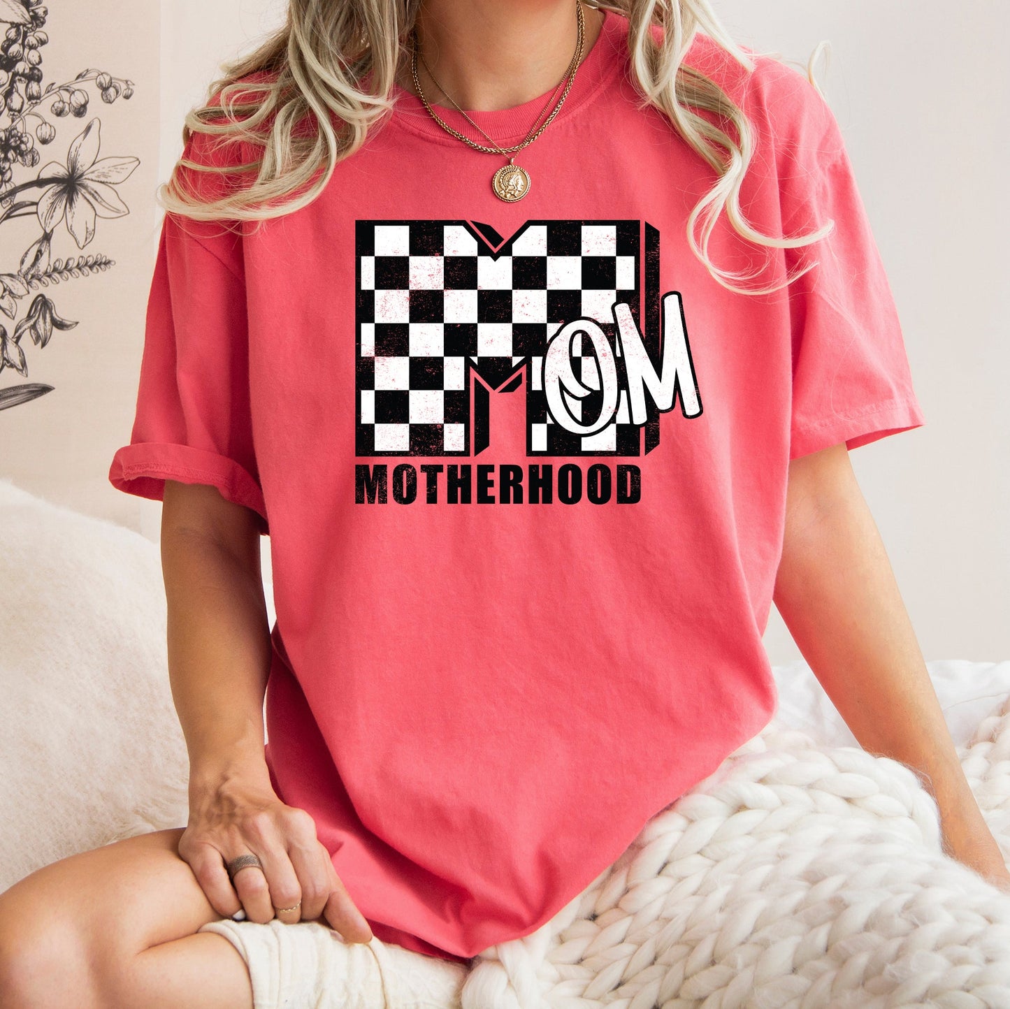 Mom, Comfort Colors, Motherhood, MTV, Retro, Checkerboard, Comfort Colors Tshirt – Watermelon T-Shirt