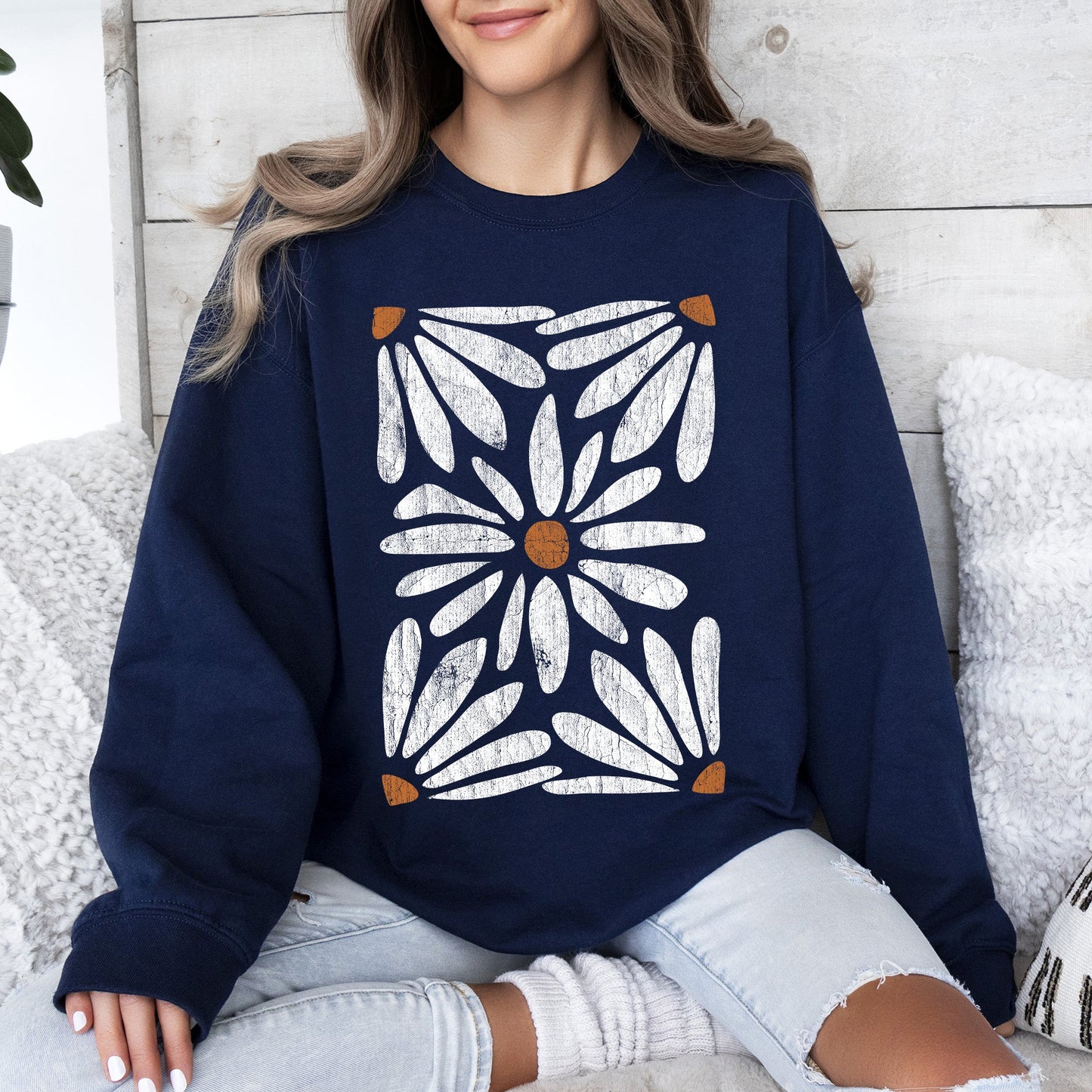 Boho Daisy Floral Sweatshirt