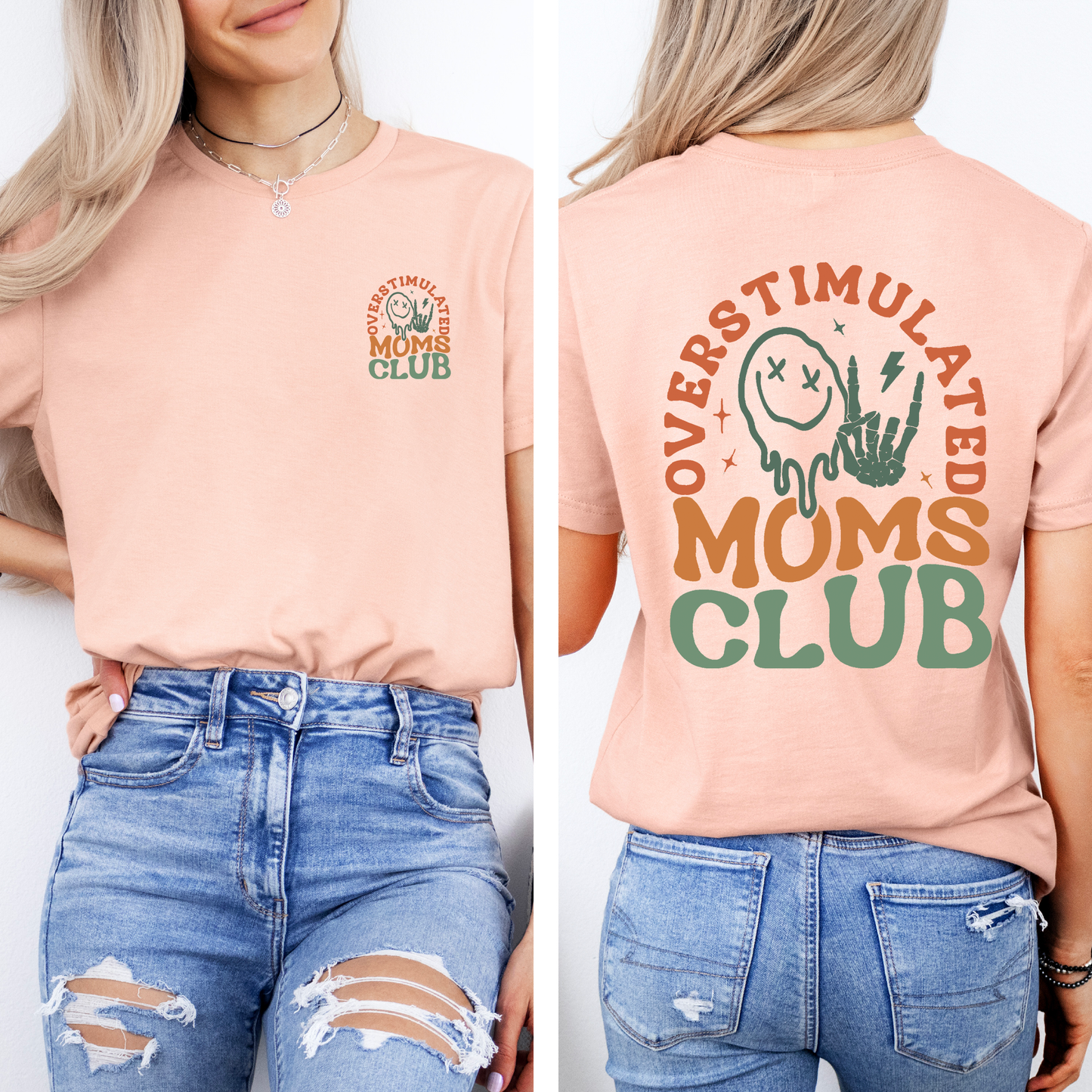 Overstimulated Mom's Club, Trend, Mama, Mother, Funny Mom, Comfort Colors T-Shirt – Peachy T-Shirt