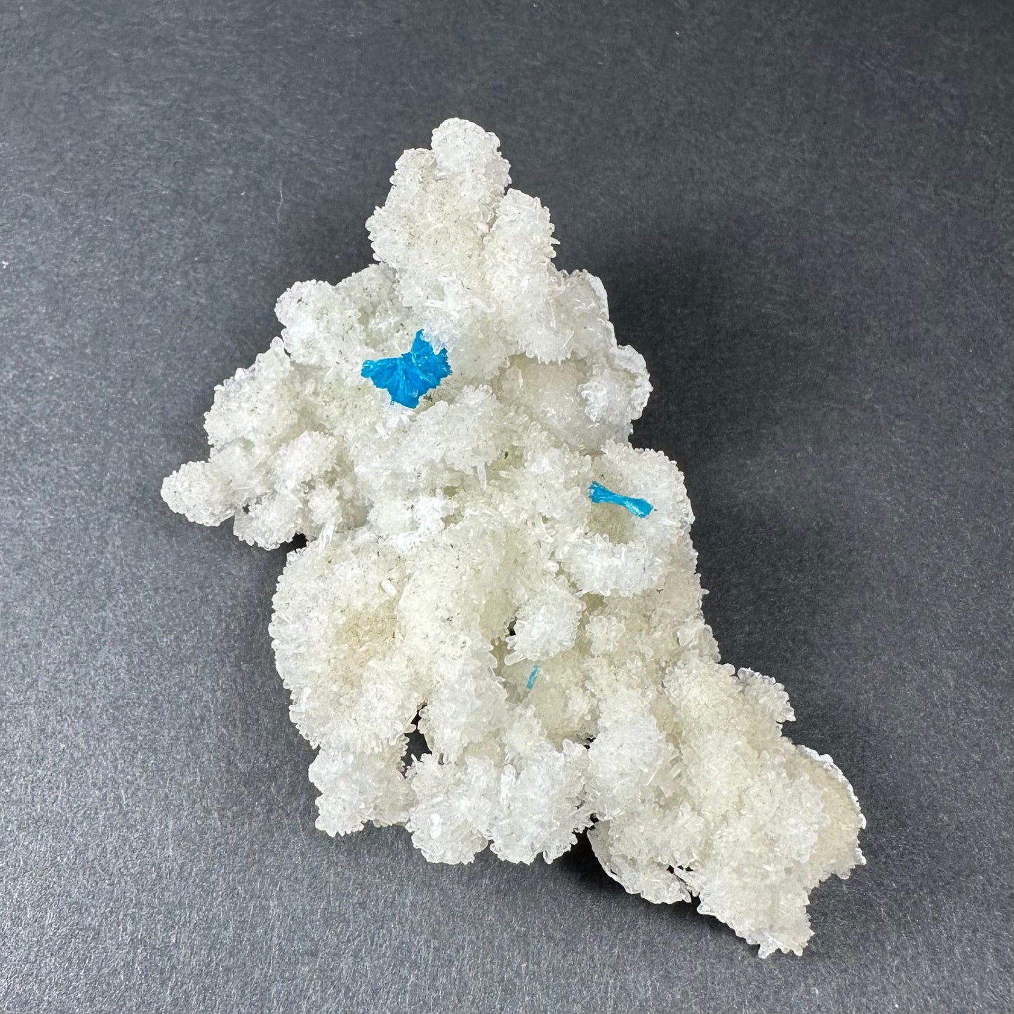 Cavansite Ball 'Floater' on White Stilbite (LG) from Pune, India – Minerals