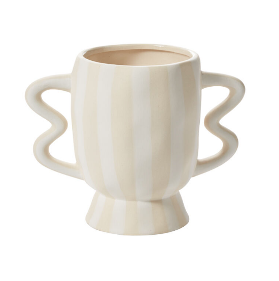 Akimbo White Clay Footed Planter with Wavy Handles