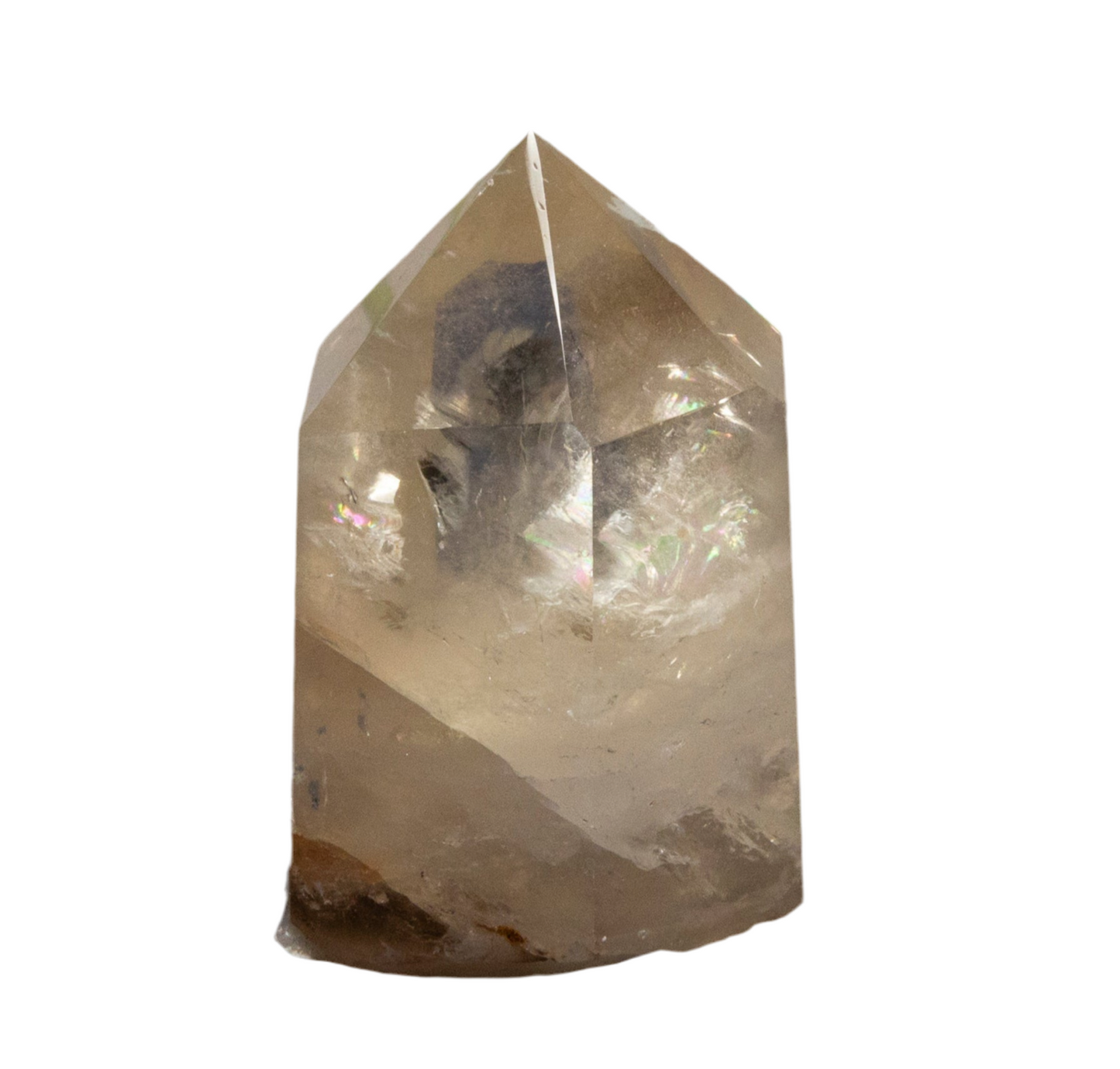 Smoky Quartz Self Healed Tower with Phantoms and Rainbows – Smokey Quartz 1140g - 6.25"H x 2.5"W Towers