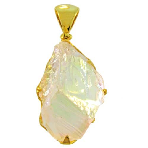 Starborn Creations 18k Gold Plated Brass Iridescent Quartz Crystal Pendant