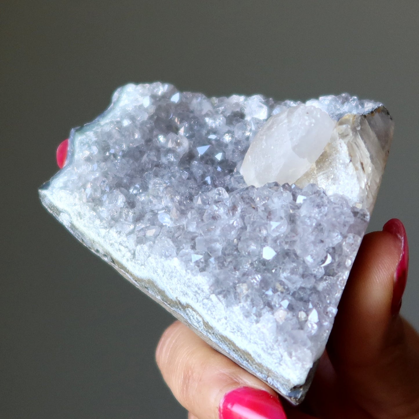 Amethyst Geode White Calcite Cluster Soul Awakening 3 Inch – Clusters