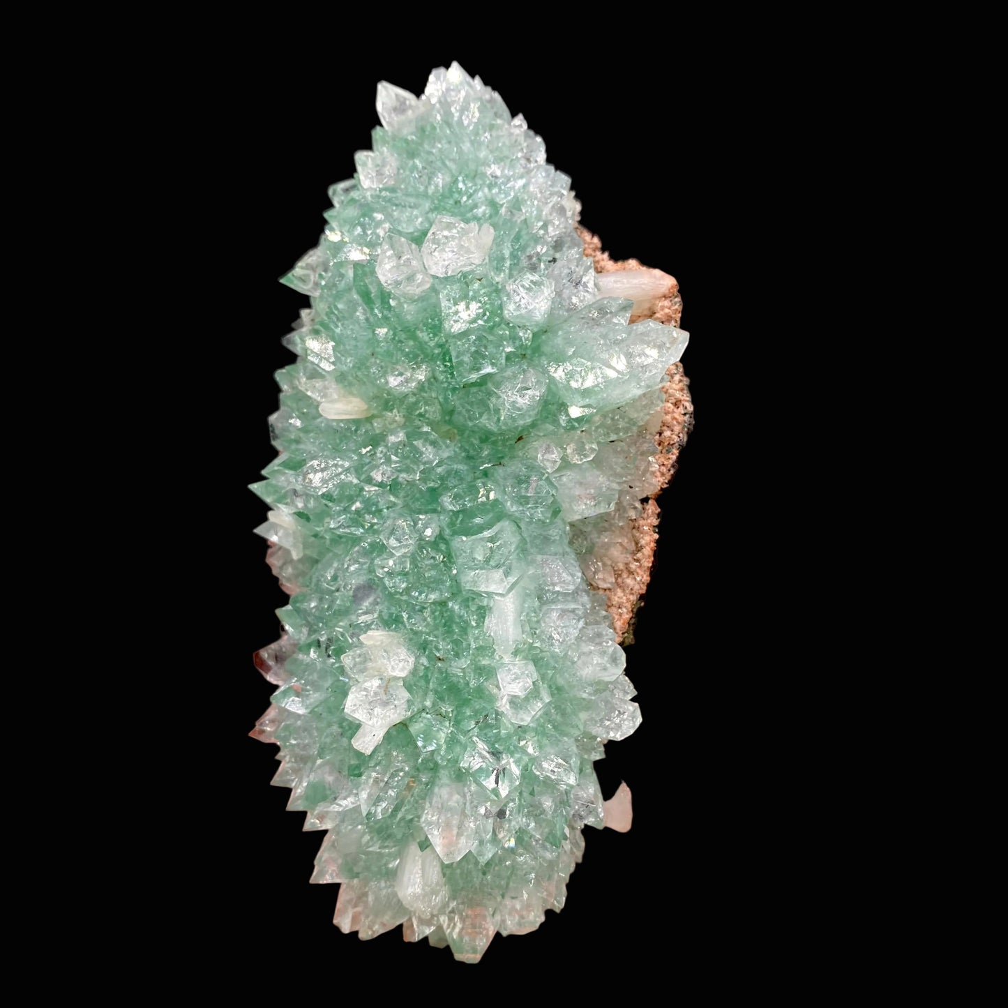 Gemmy Green Apophyllite Crystals on Heulandite Matrix | Rare Indian Zeolite Specimen from Ahmednagar DK119