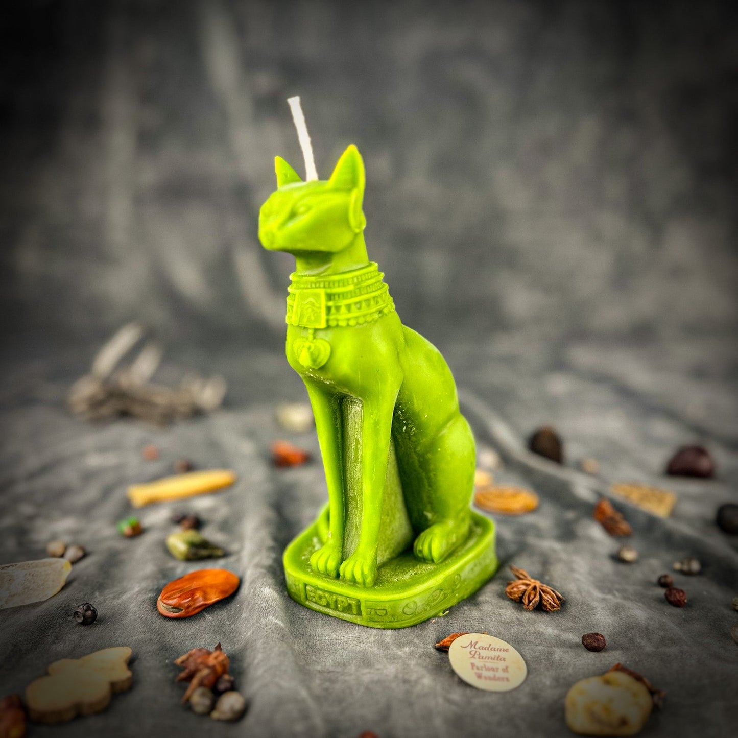 Bast Goddess Candle Spell Kit - Egyptian Protection – Green (Prosperity) Candle Spell Kit