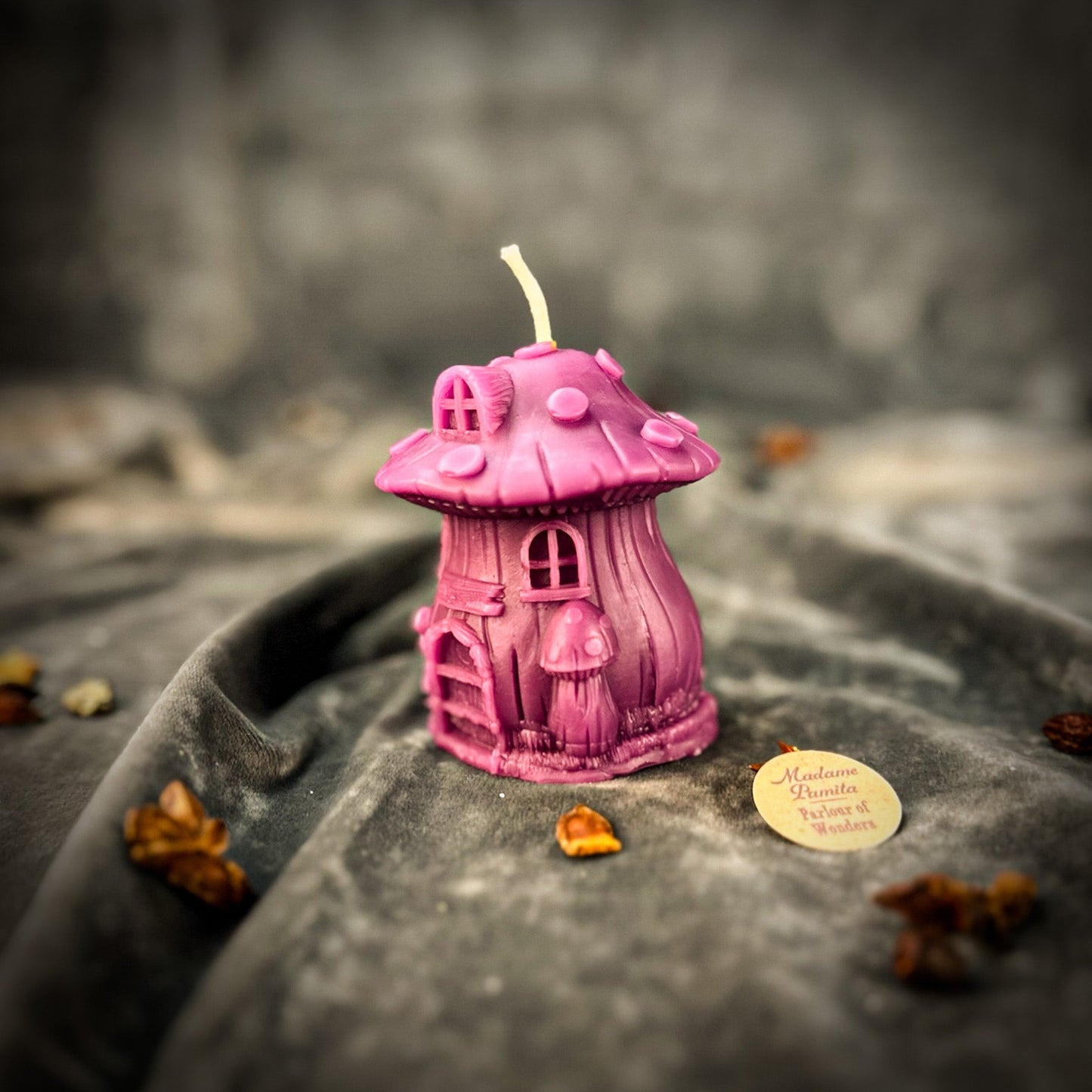 Cleansing Candle Spell Kit - Mushroom Fairy Hut – Purple (Empowerment) Candle Spell Kit