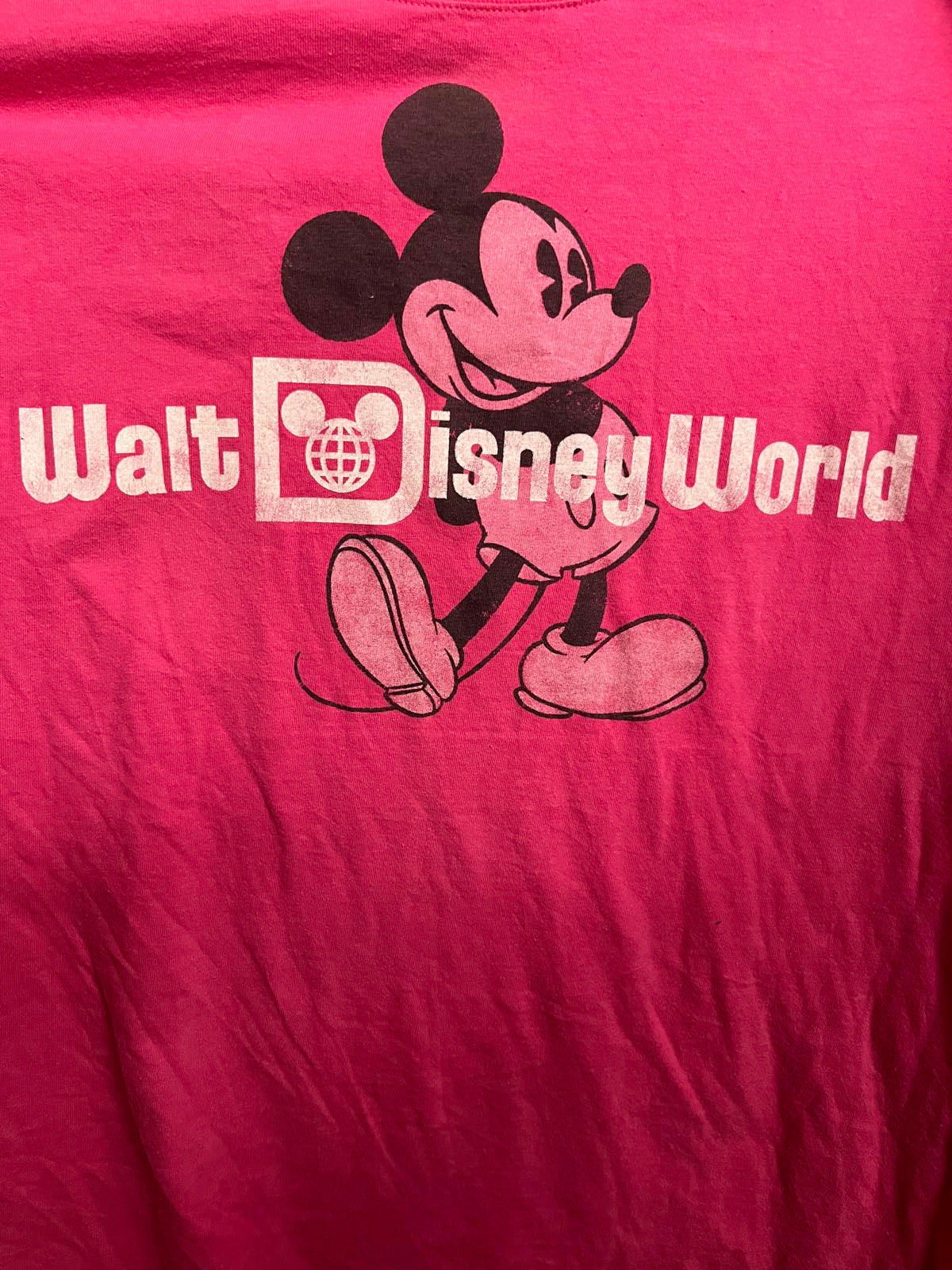 Faded Pink Mickey Mouse T-shirt Walt Disney World Tee - L –