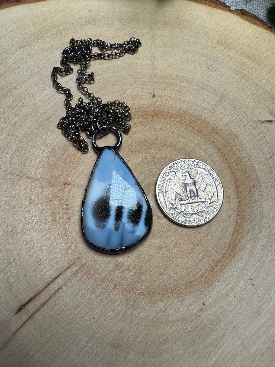 Blue Chalcedony Necklace (natural crack in stone) – Necklace