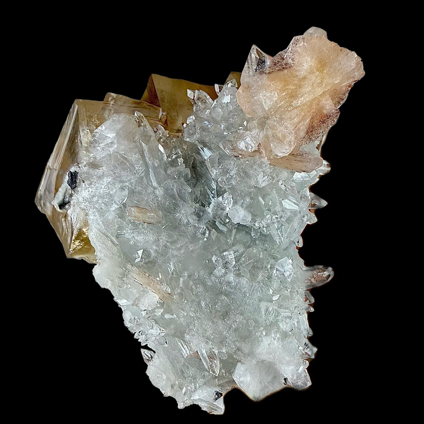 Calicite on Apophyllite & Chalcedony | High Quality Mineral | Indian Minerals | Superb Minerals | Fine Mineral | Collectors Piece – Calcite