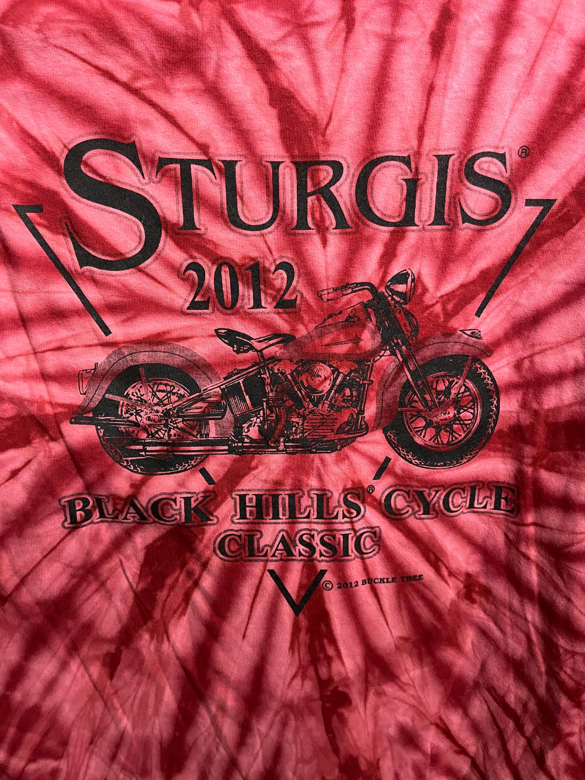 2012 Biker Black HIlls Sturgis Tie Dye T-shirt Bald Eagle L –