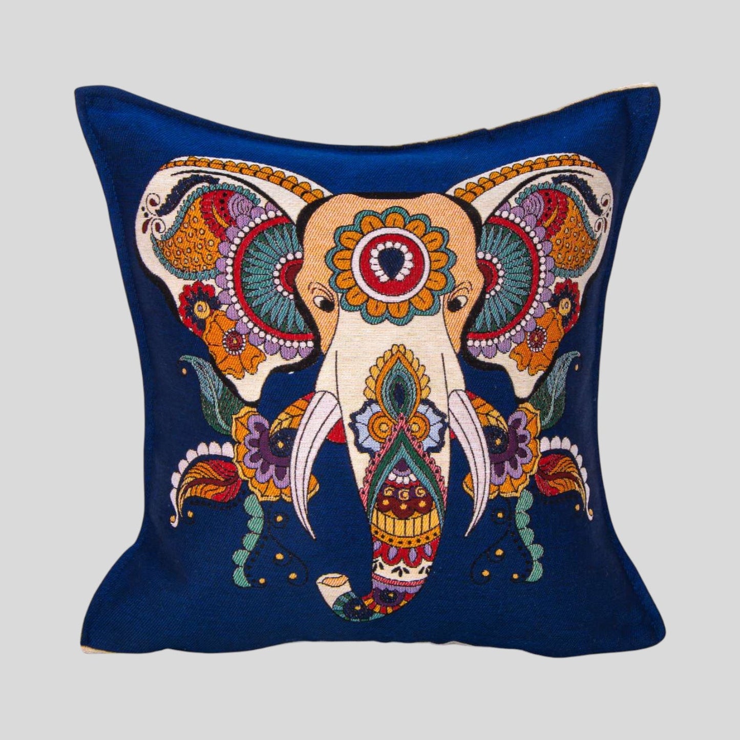 18" Turkish Square Pillow Cover - Elephant