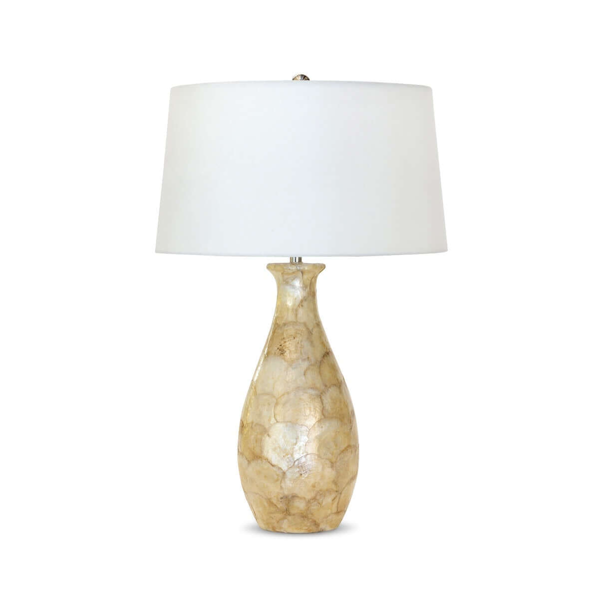 Coastal Pearl Capiz Shell Table Lamp with Linen Shade
