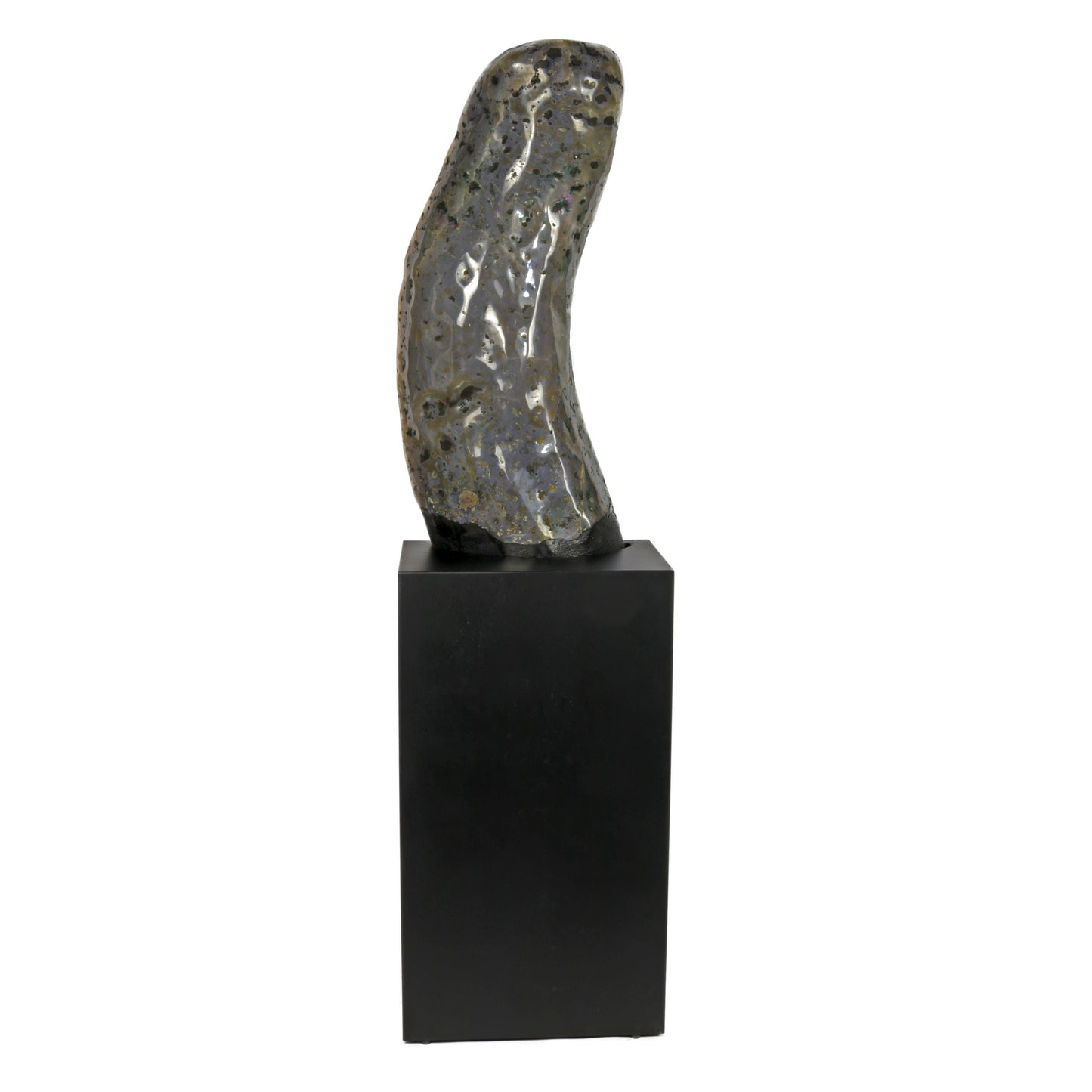 Amethyst Cathedral on Cut-out Pedestal - Fully Polished Agate Back with Curve to the Left –