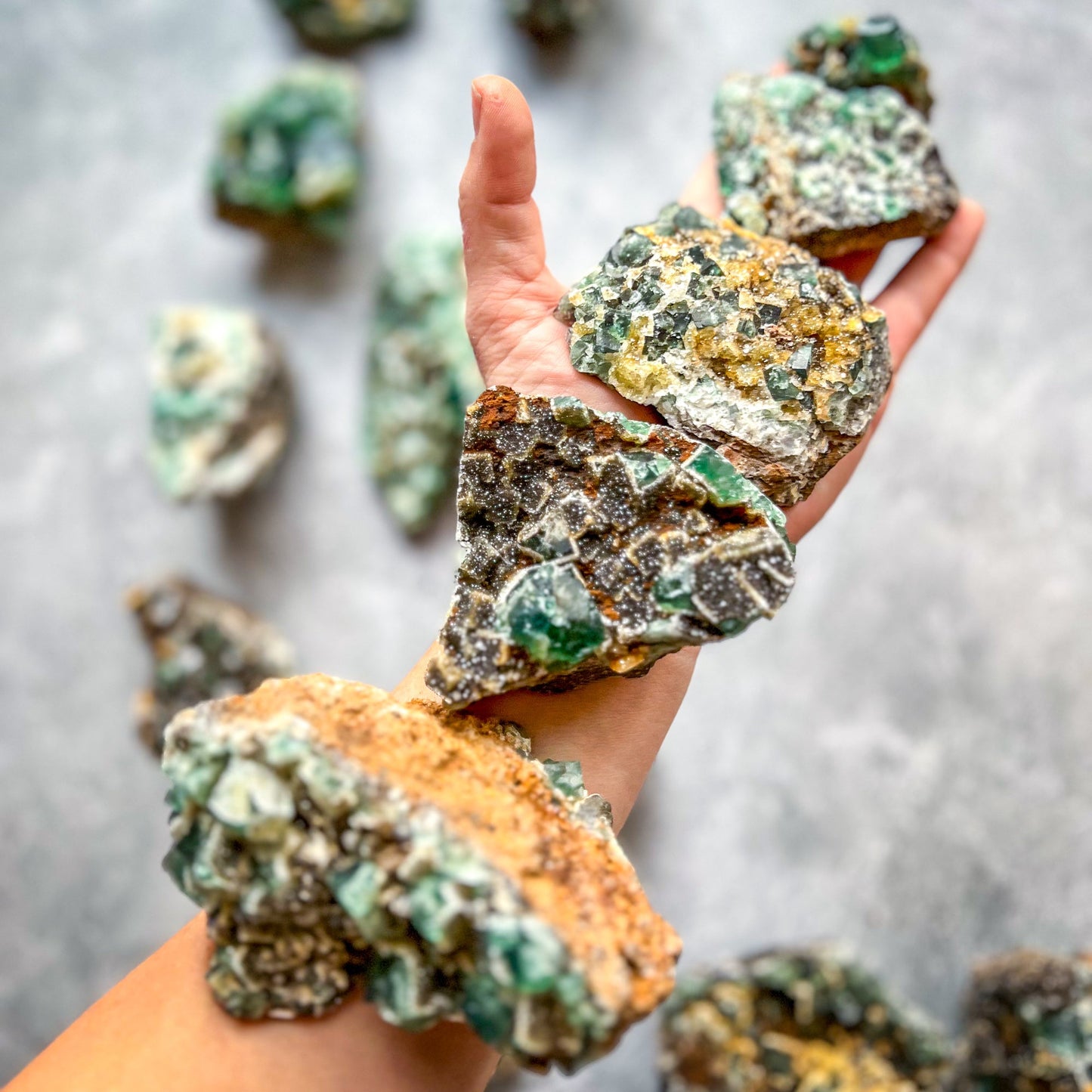 Druzy Dreams Pocket Fluorite Clusters (Color Change) Diana Maria Mine, Fluorescent Fluorite –