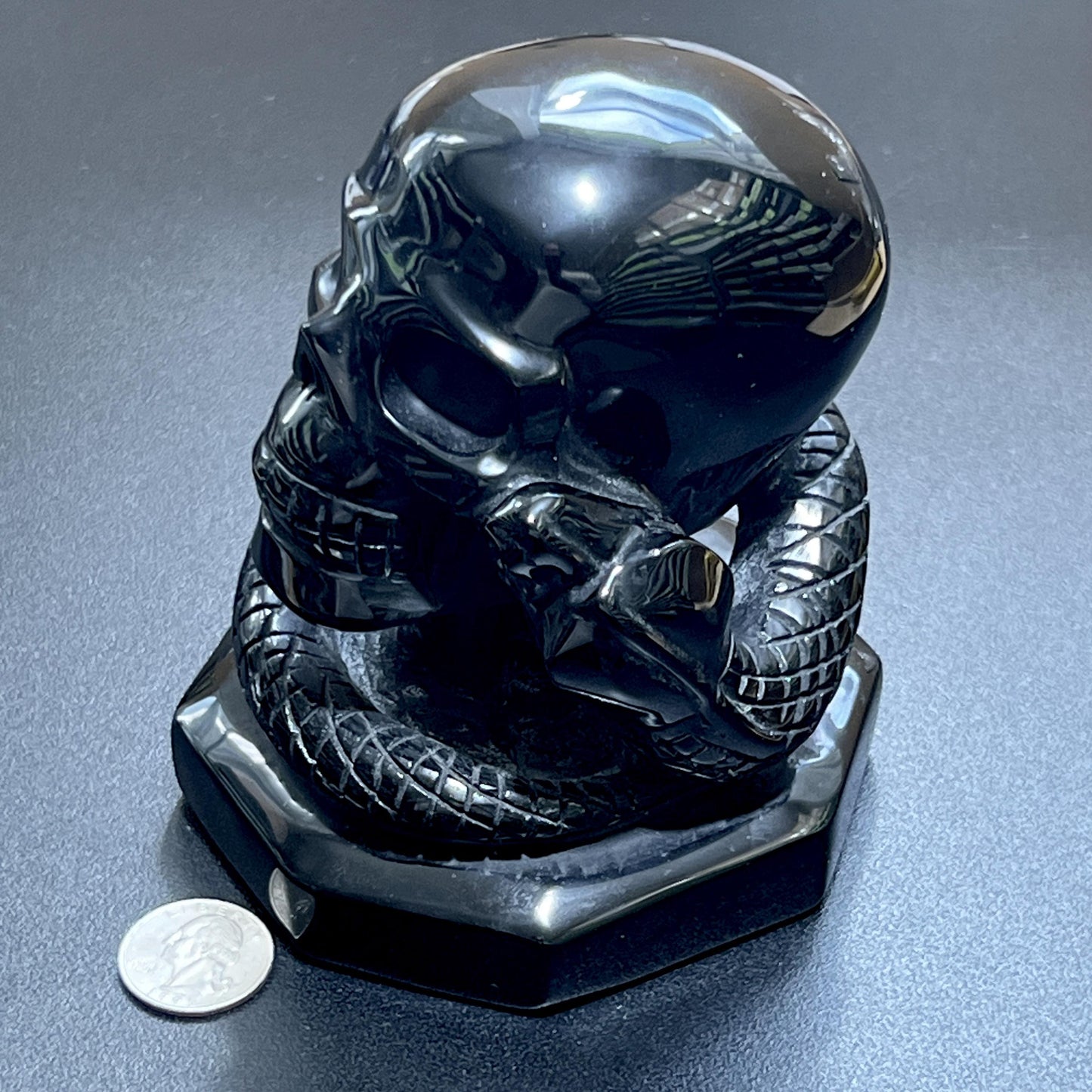 Large Skull and Snake Obsidian Carving – Art & Collectibles > Sculpture > Art Objects