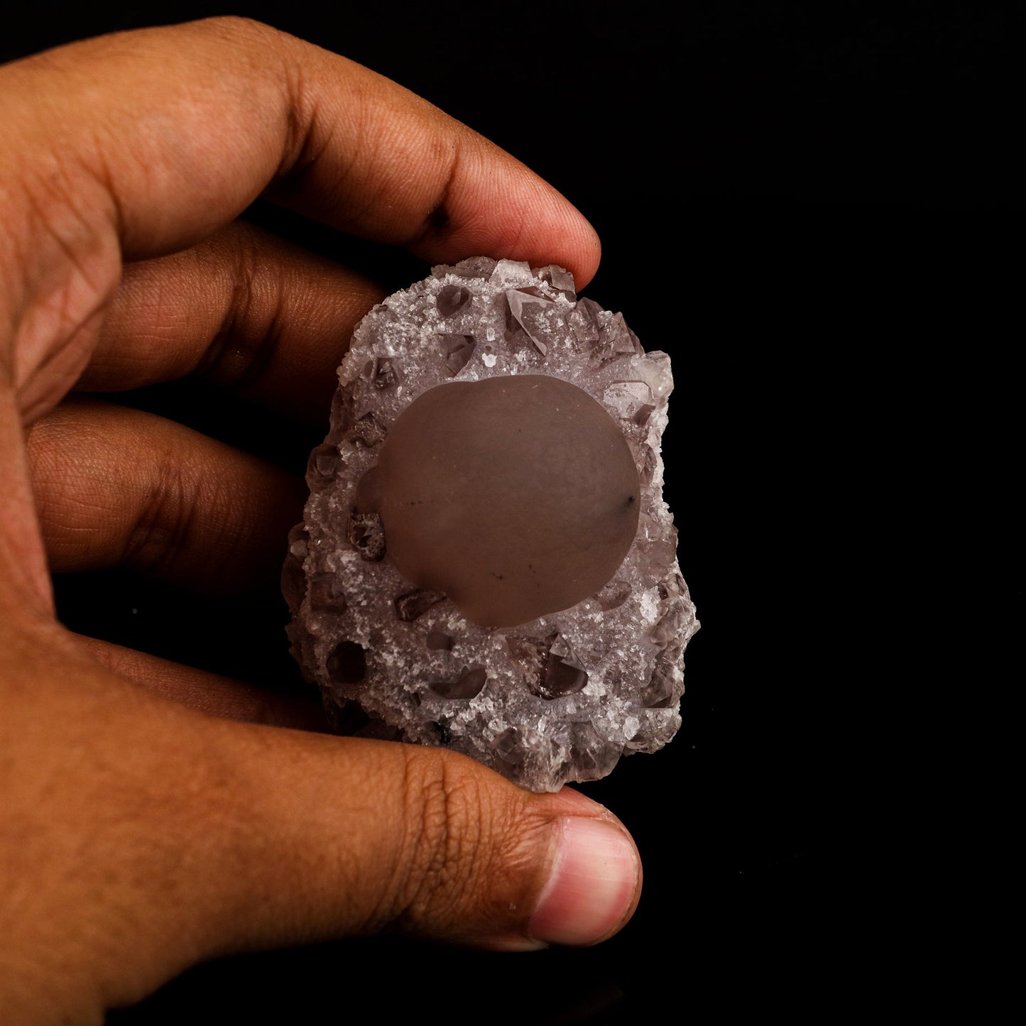Fluorite ball on Amethyst Natural Mineral Specimen # B 6151 – Fluorite